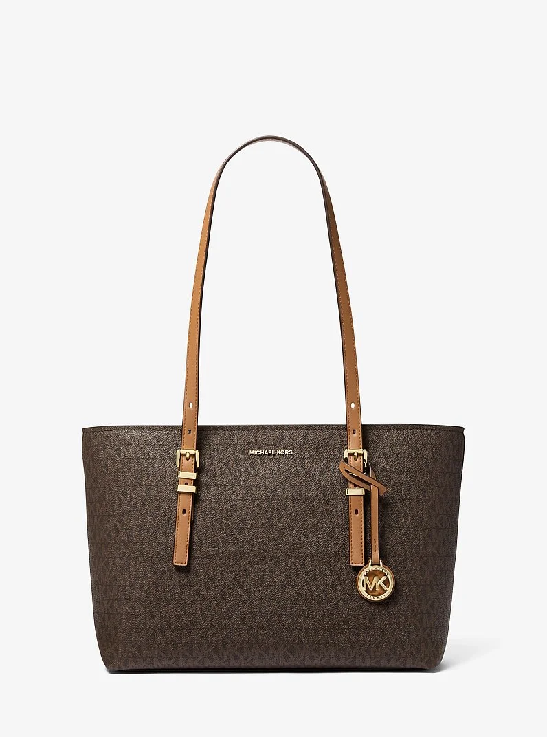 Quinn Medium Signature Logo and Leather Tote Bag - 1