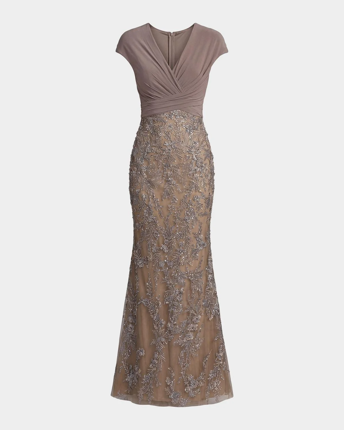 Bead Embroidered Jersey & Mesh Mermaid Gown - 1