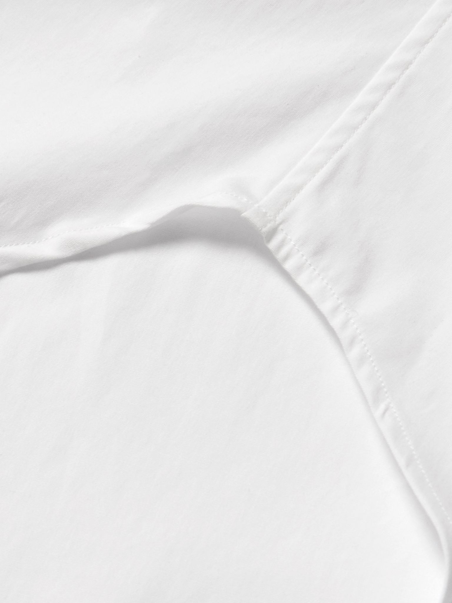 Brad Pitt Button-Down Collar Cotton-Blend Poplin Shirt White - 4