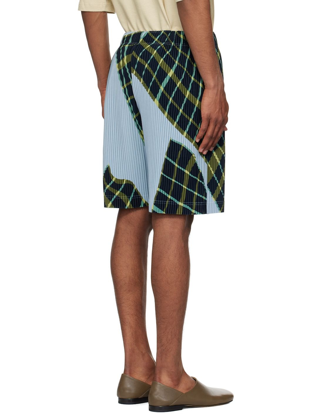 Blue & Green Windswept Plaid Shorts - 3