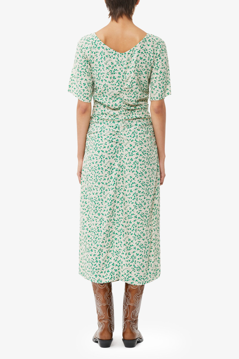 PRINTED CREPE U-NECK MIDI DRESS 3