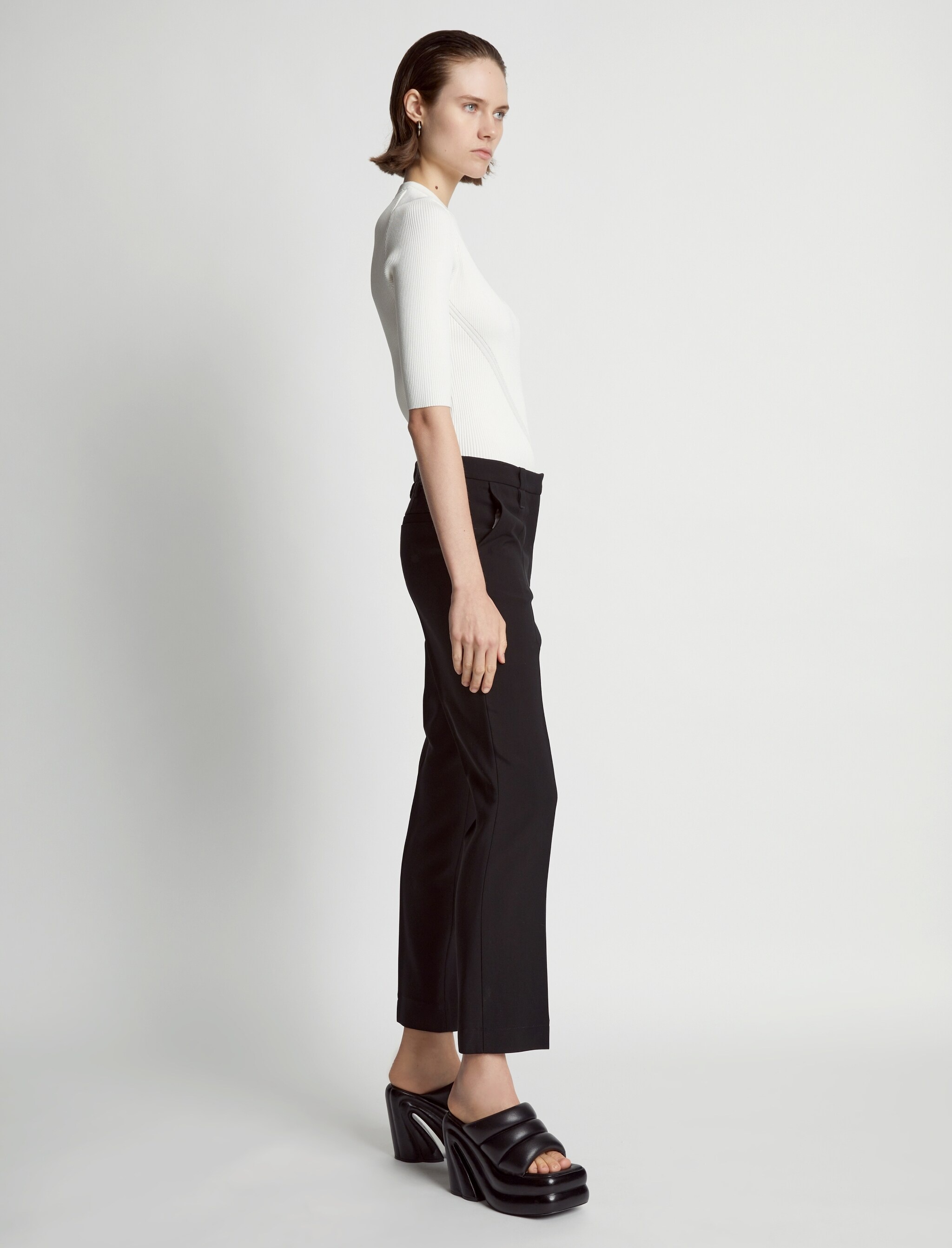 Viscose Suiting Crop Flare Pants - 3