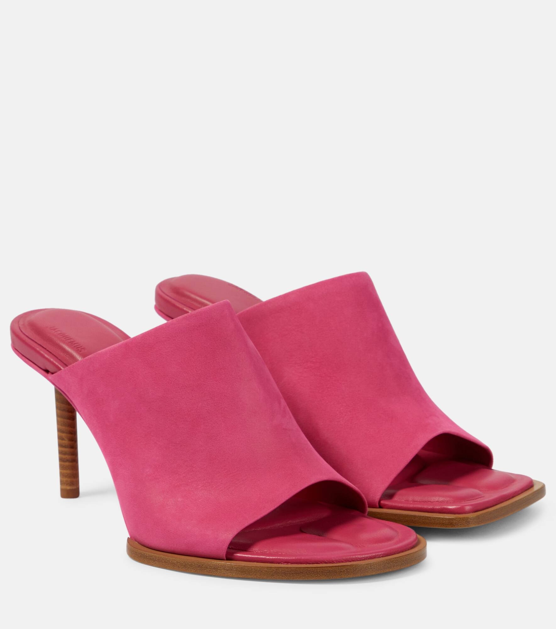 Les Mules Rond Carré asymmetrical suede mules - 1