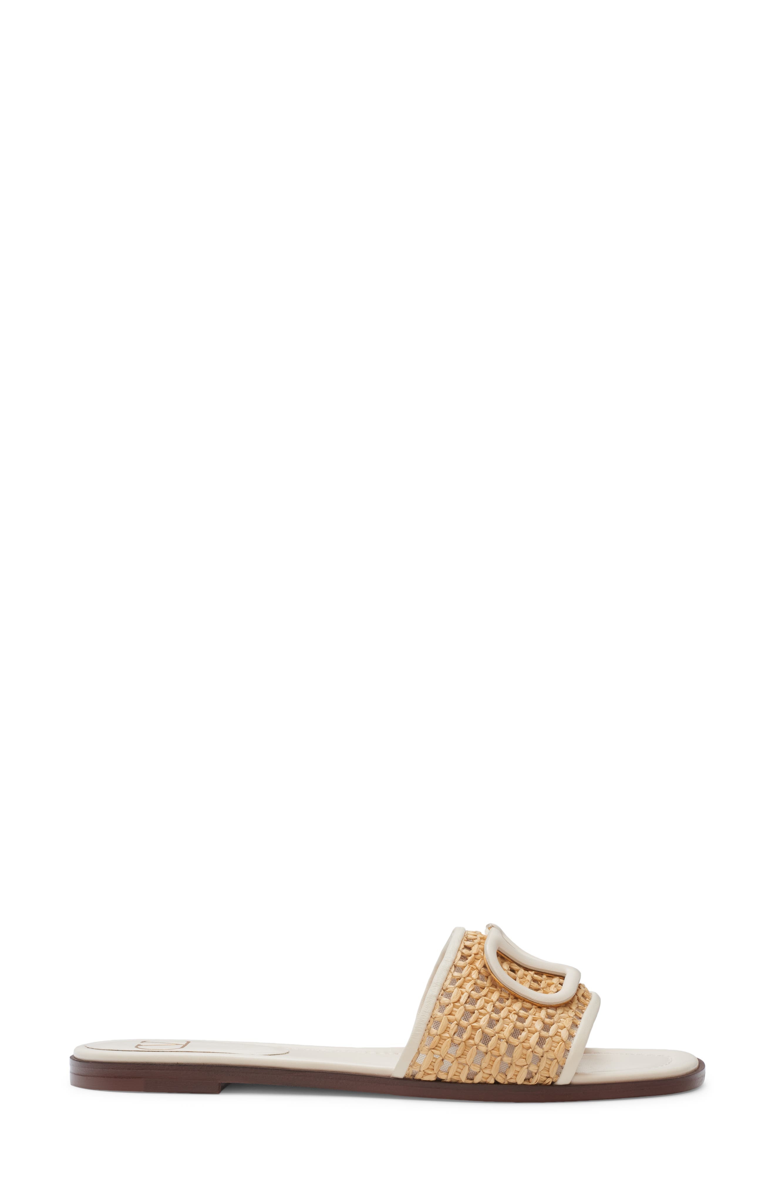 Valentino Garavani VLOGO Raffia Slide Sandal in Naturale/Light Ivory at Nordstrom - 3