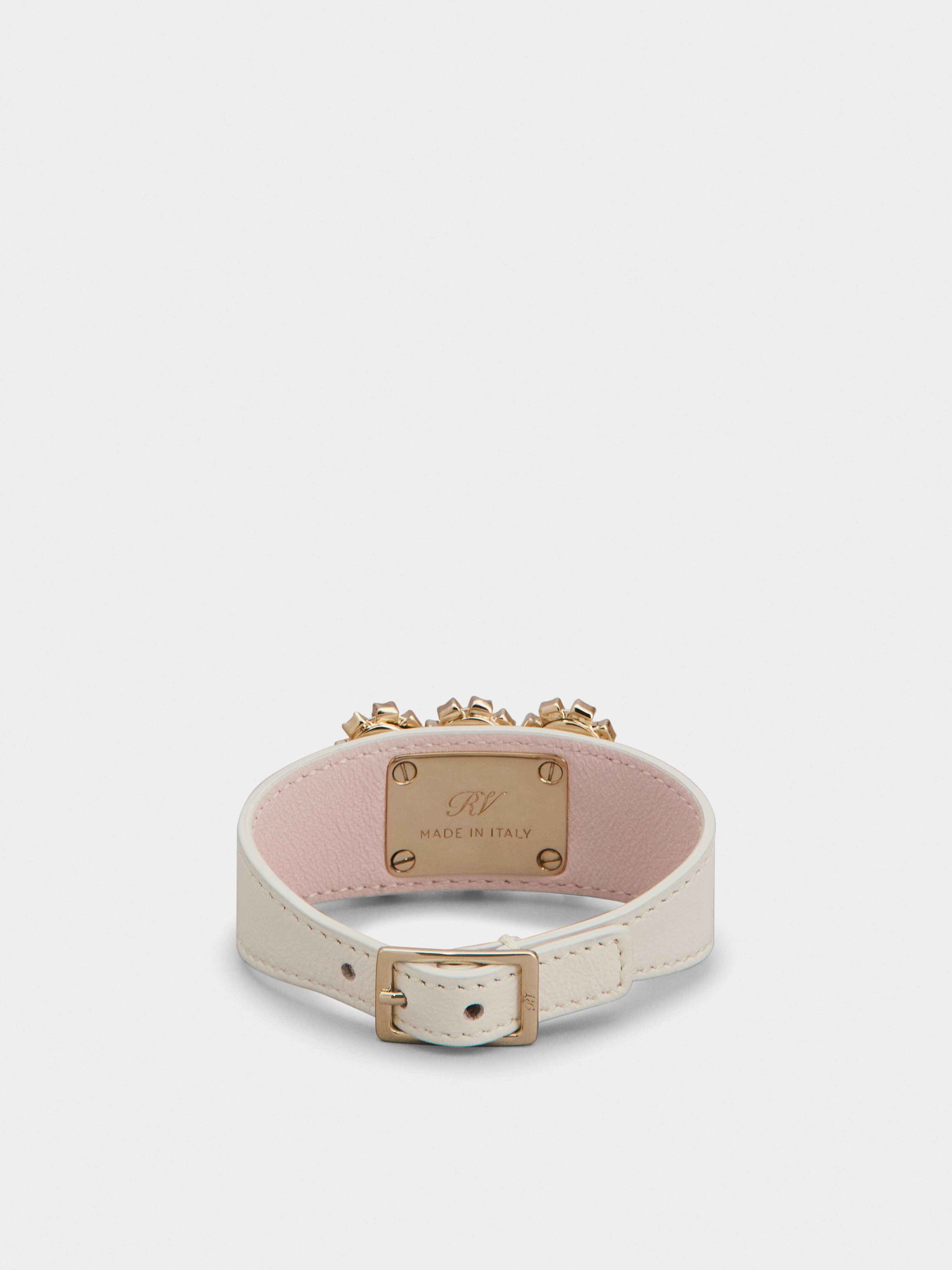 Flower Strass Buckle Bracelet in Leather - 3