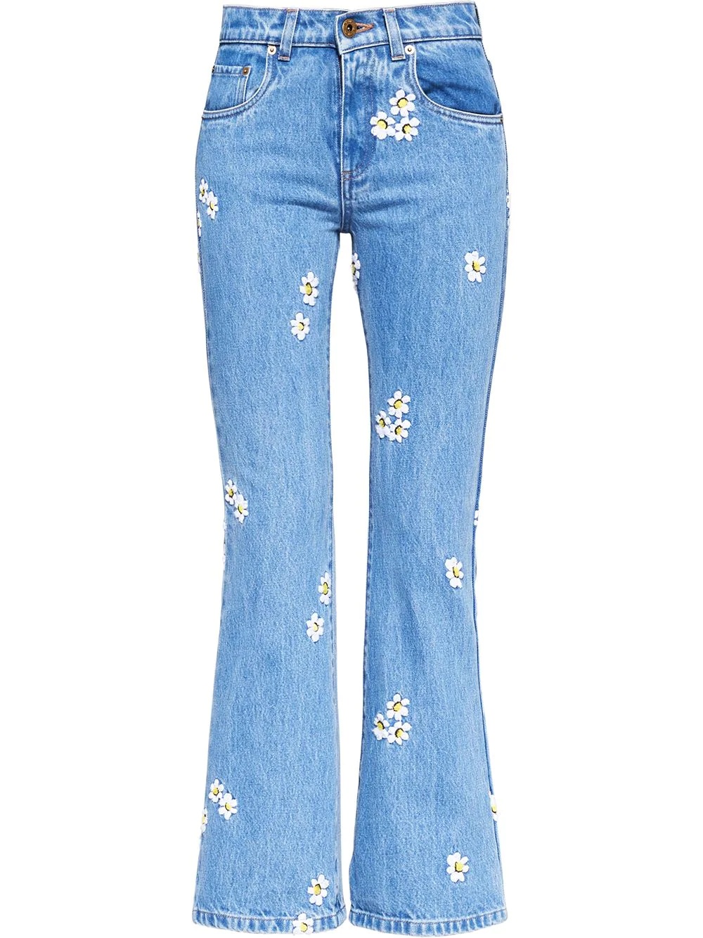 floral embroidered jeans - 1