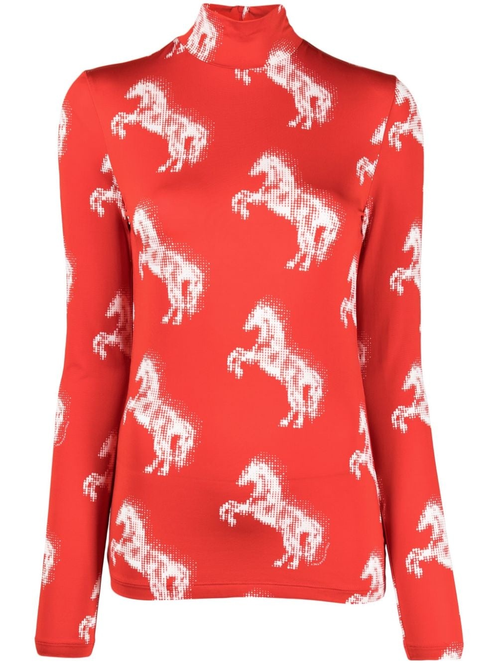 horse-print high-neck top - 1