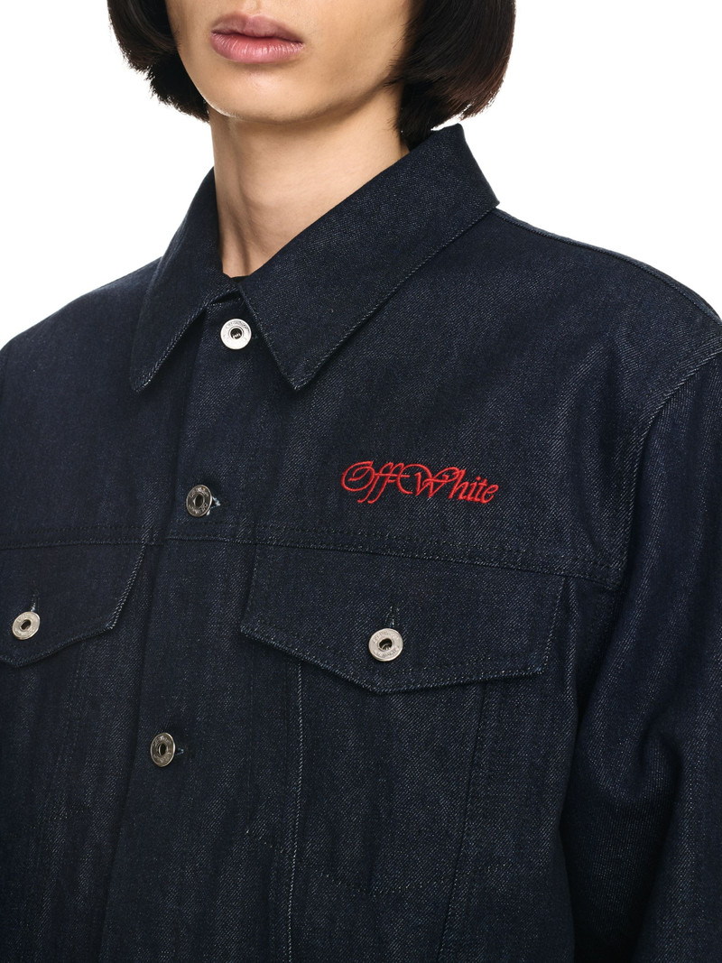 Dusty Blue Script Skate Denim Jacket 5