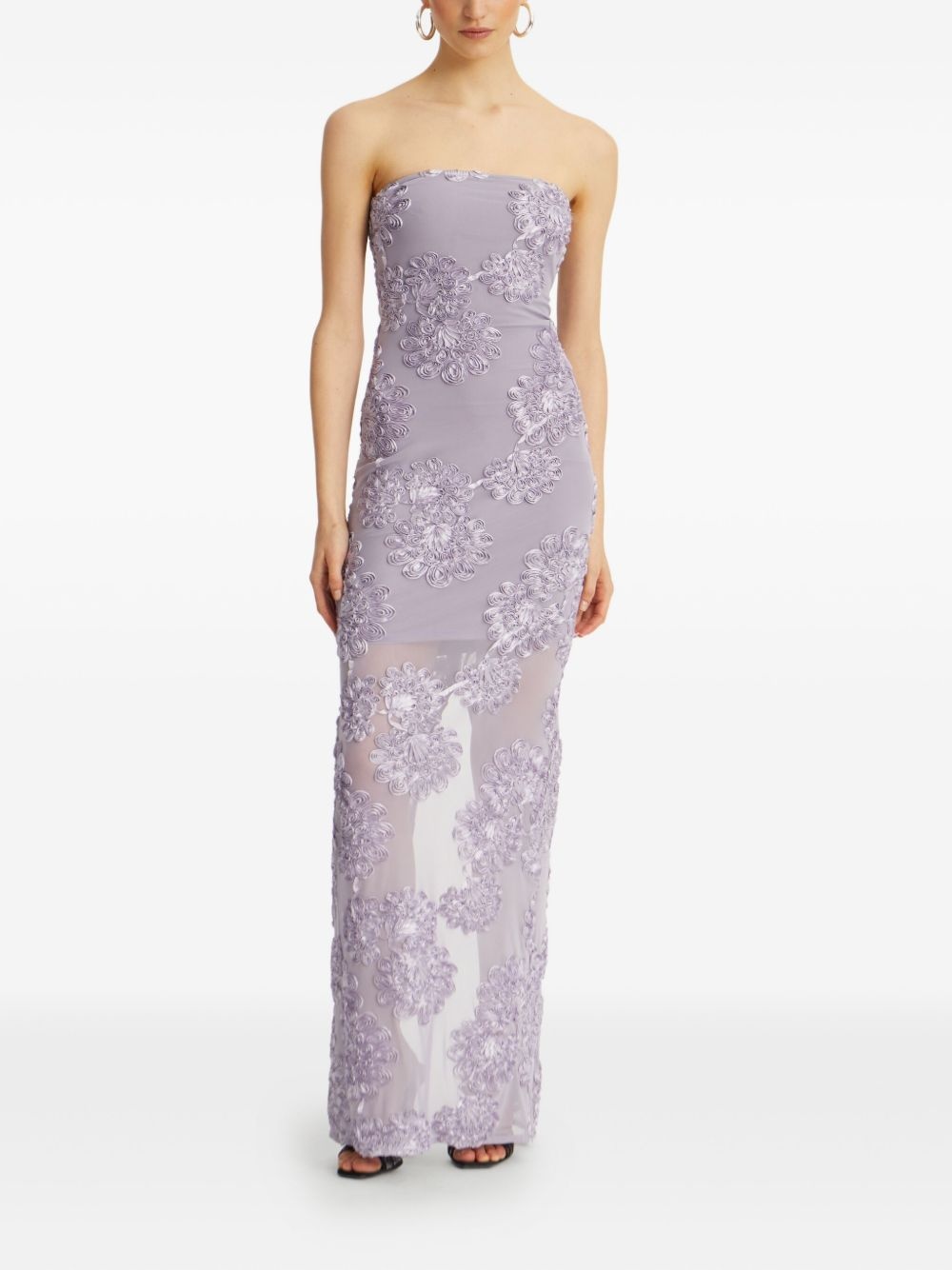 floral-mesh maxi dress - 2