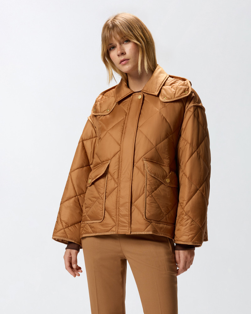 PINKO QUILTED TECHNICAL CANVAS PEA COAT outlook