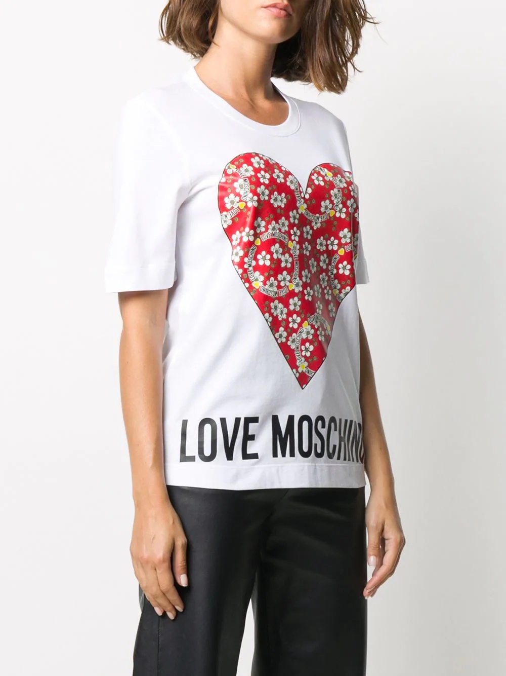 floral logo heart print T-shirt - 3