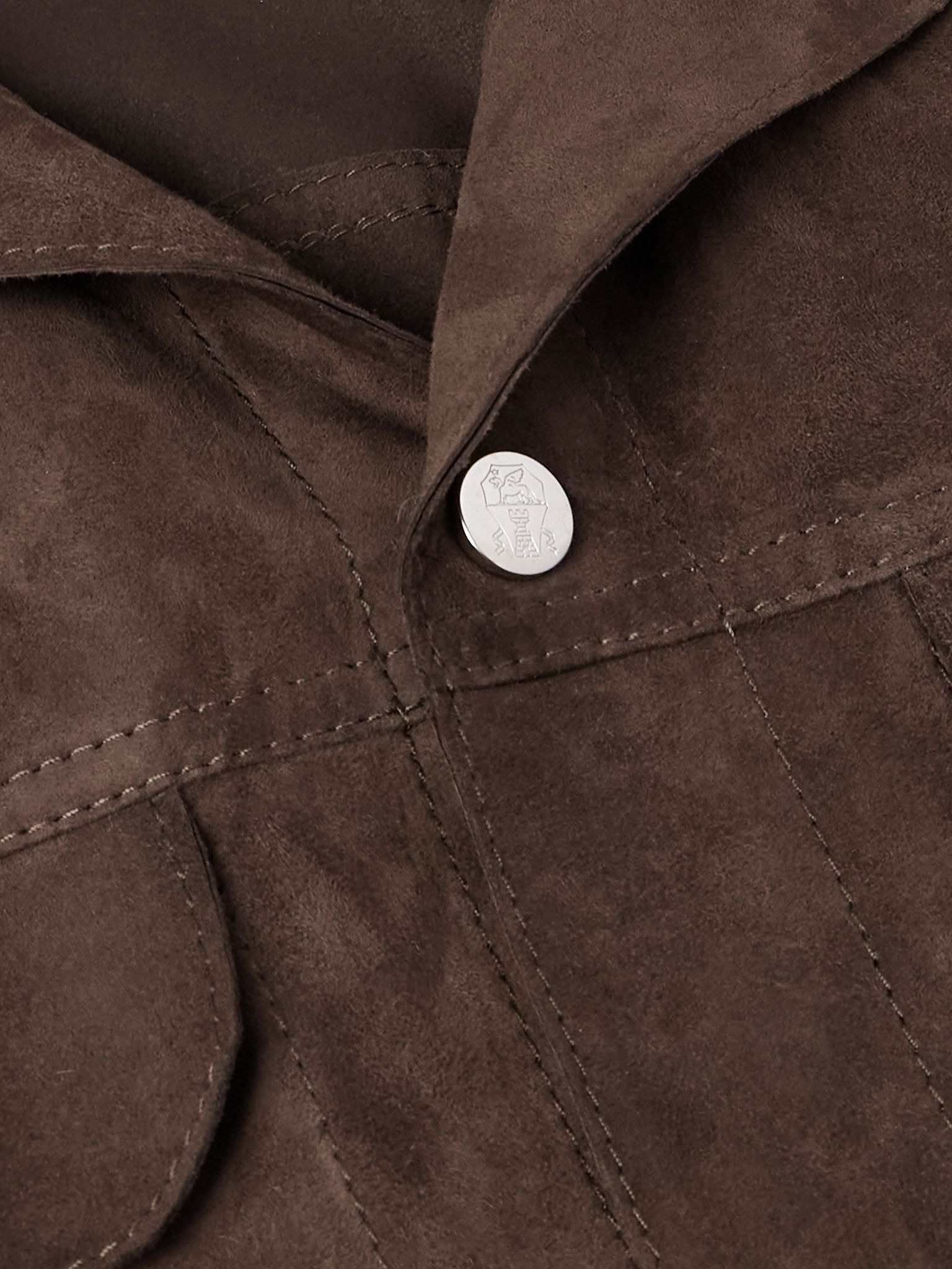 Suede Trucker Jacket Brown - 4