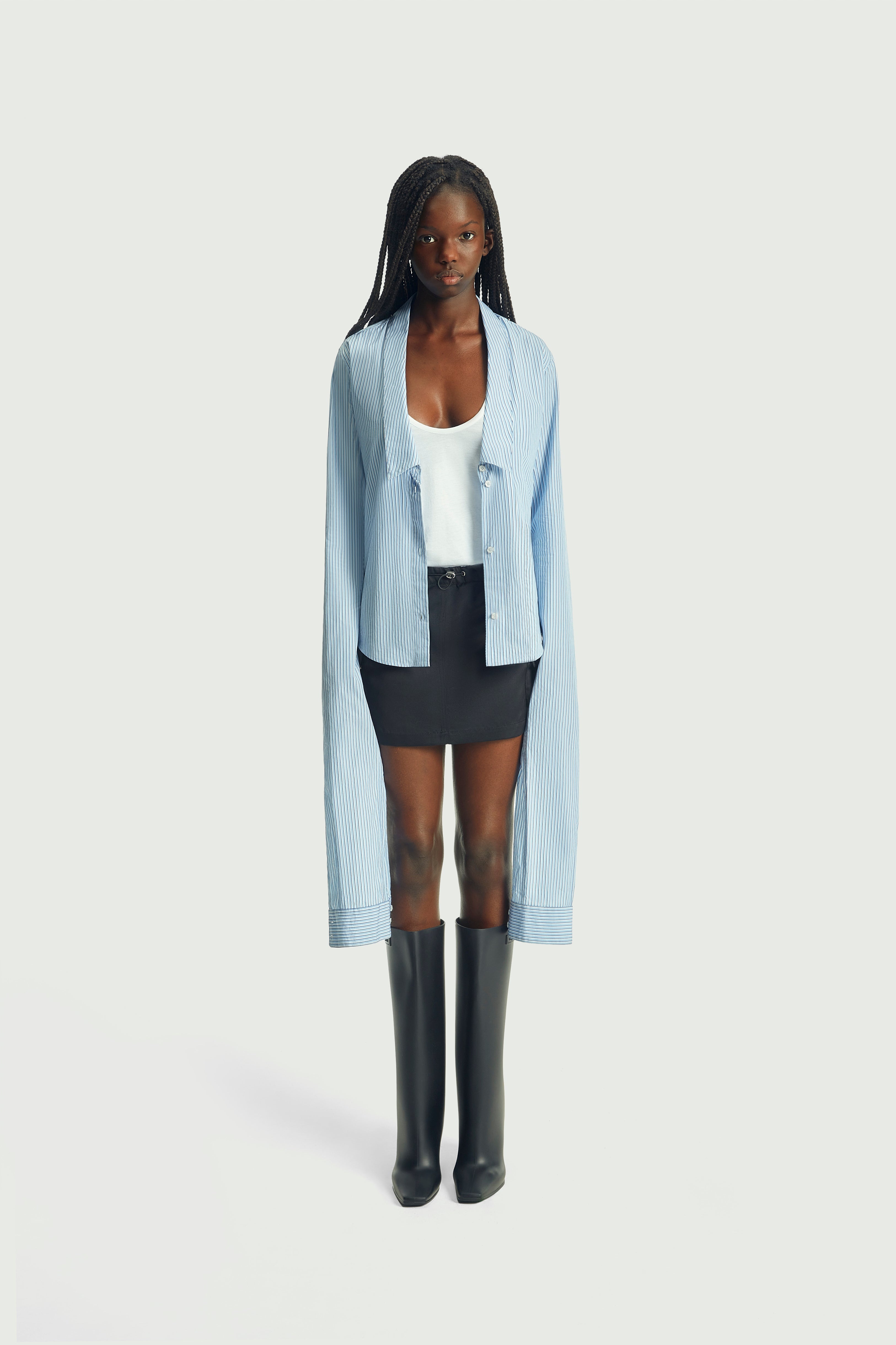 Stripped Open Collar Shirt - 2