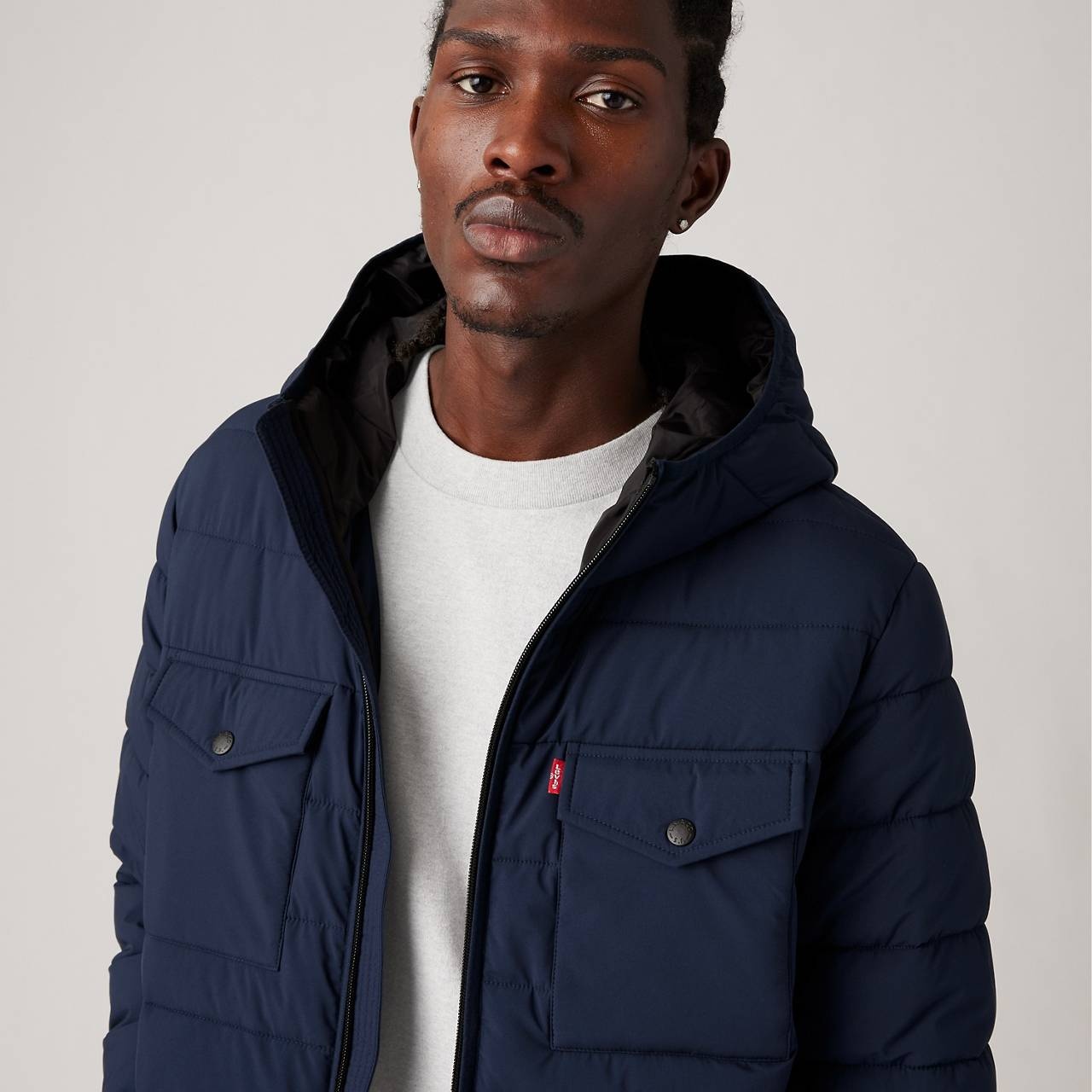 HOODED 2 CHEST POCKET PUFFER JACKET - 4