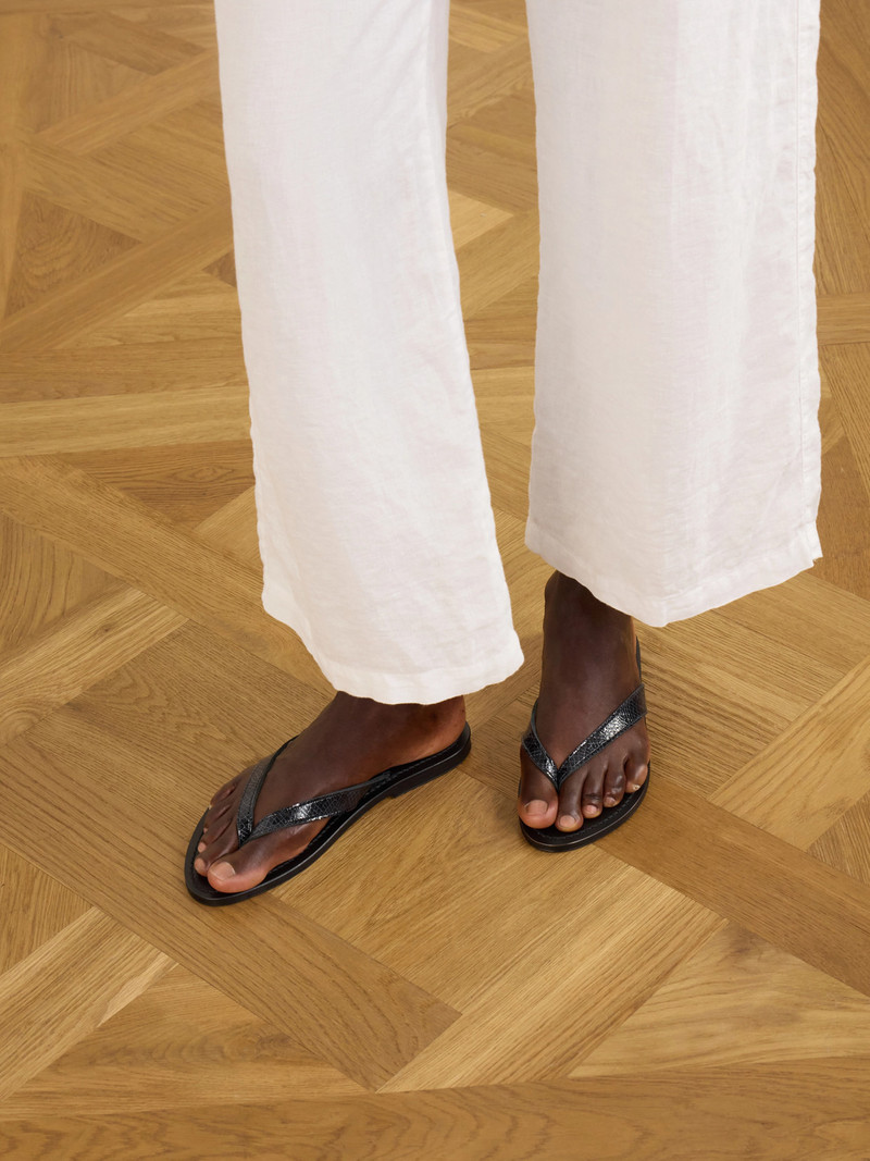 K.JACQUES Torino Snake-effect Leather Thong Sandals outlook