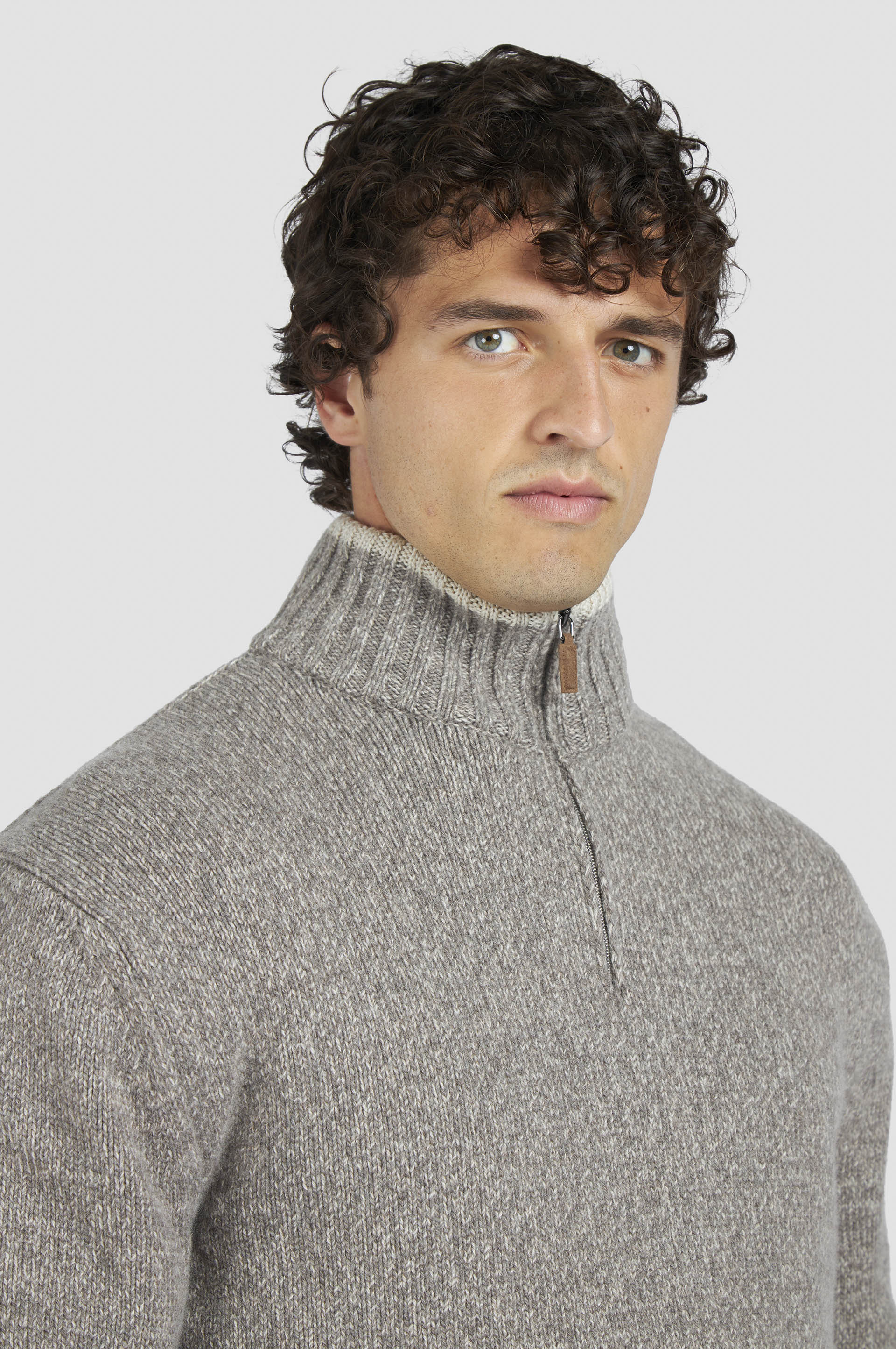 WOOL CASHMERE HALF ZIP SWEATER - 4