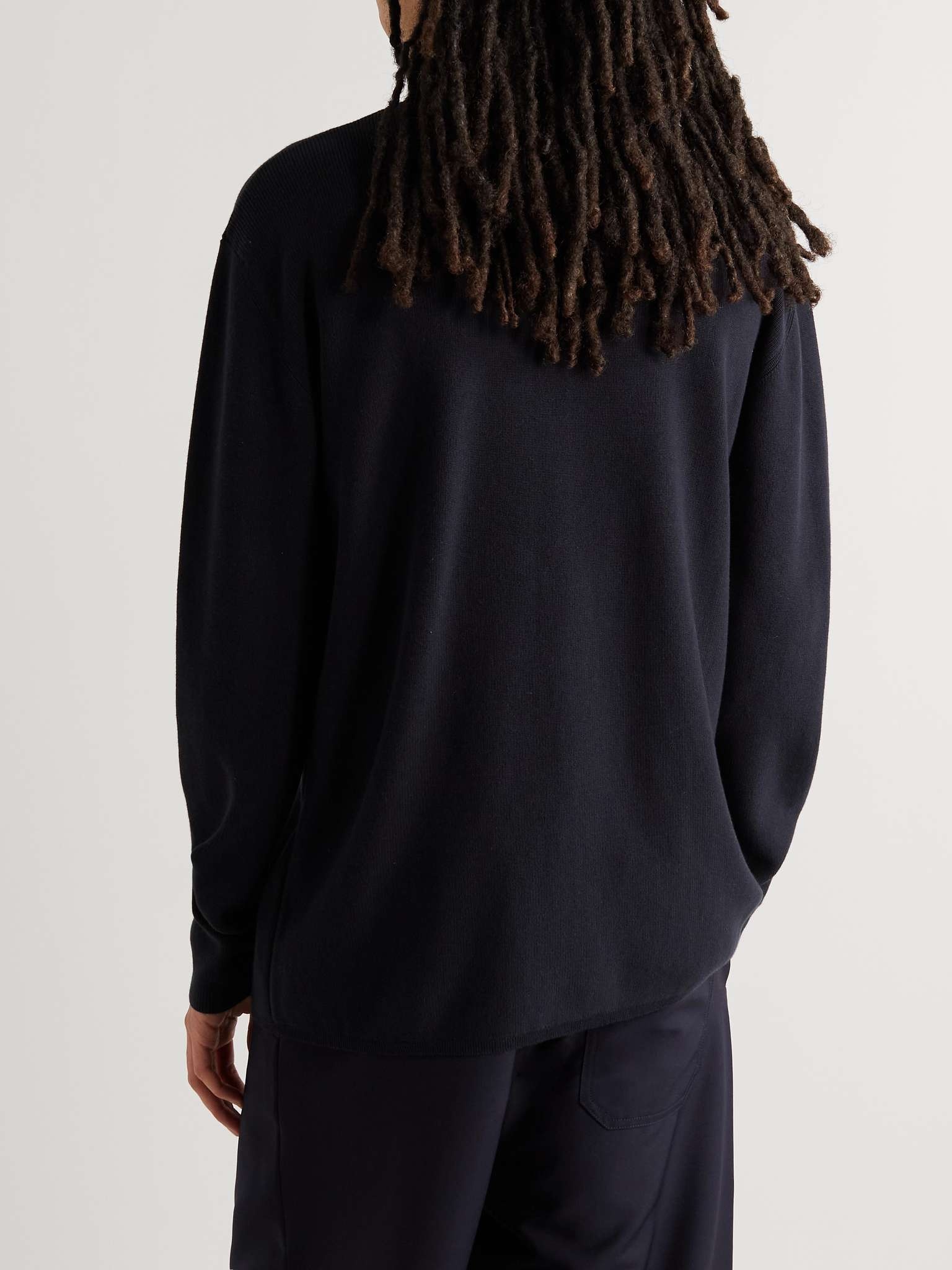 Logo-Appliquéd Shell-Trimmed Cotton Sweater - 4