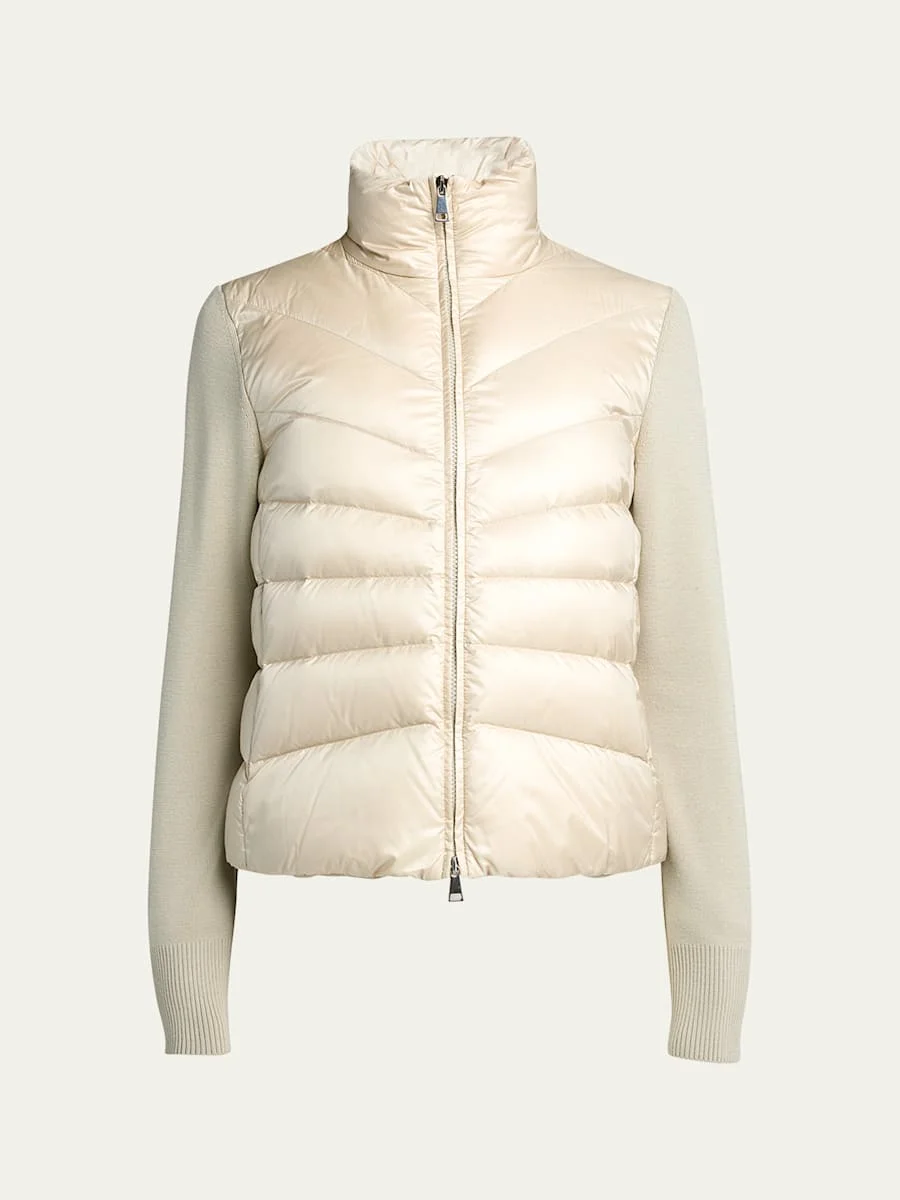 Lightweight Wool Puffer Cardigan - 1
