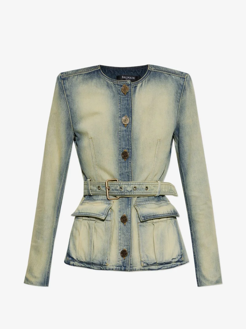 belted denim jacket - 1