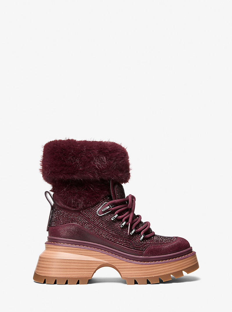 MICHAEL KORS Shiloh Embellished Mixed-Media Boot outlook