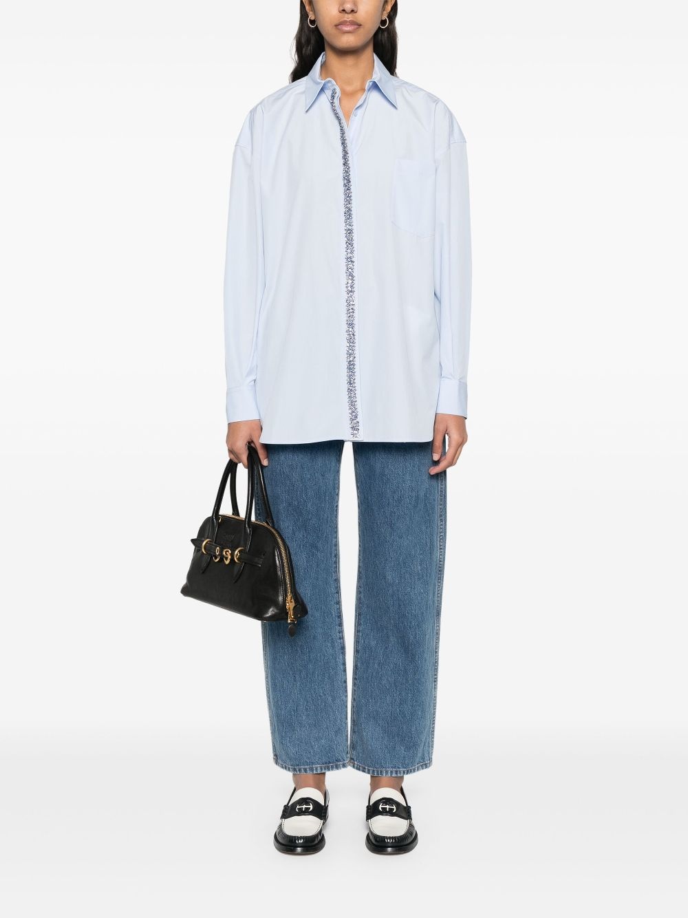 rhinestoned poplin shirt - 2