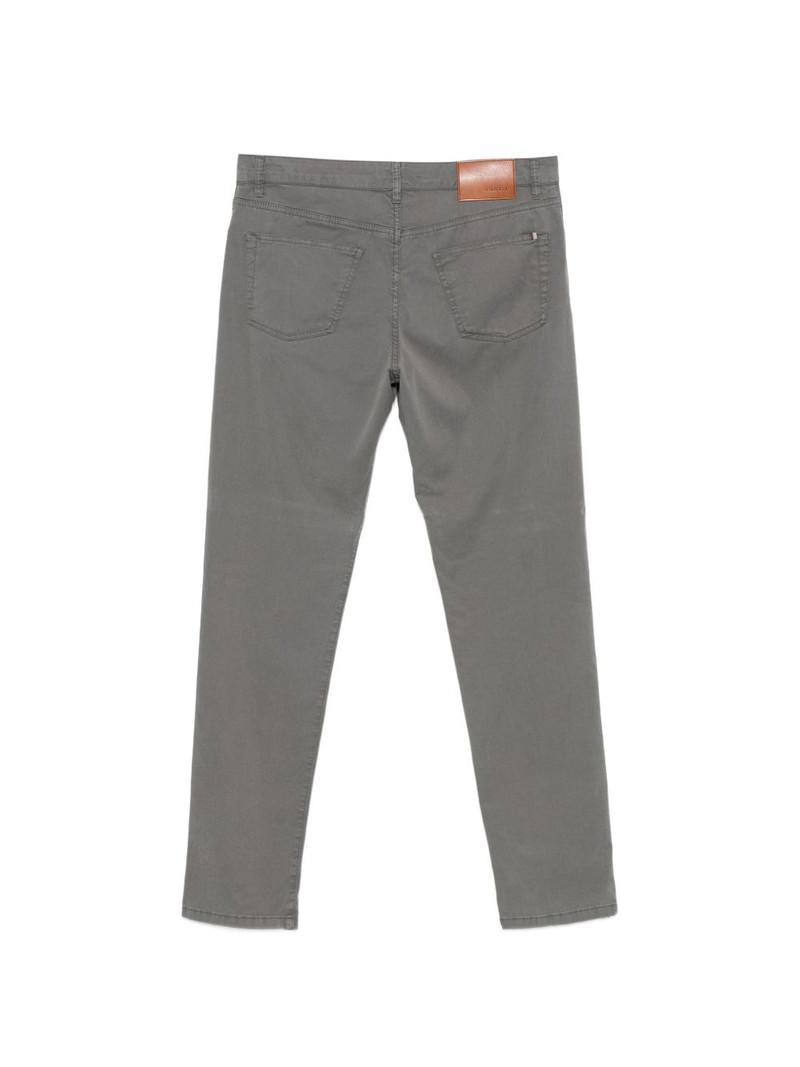 Canali logo-patch five-pocket trousers outlook