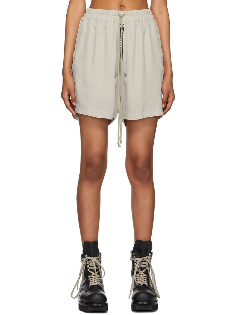 Grey Silk Crepe Bela Boxer Shorts 1