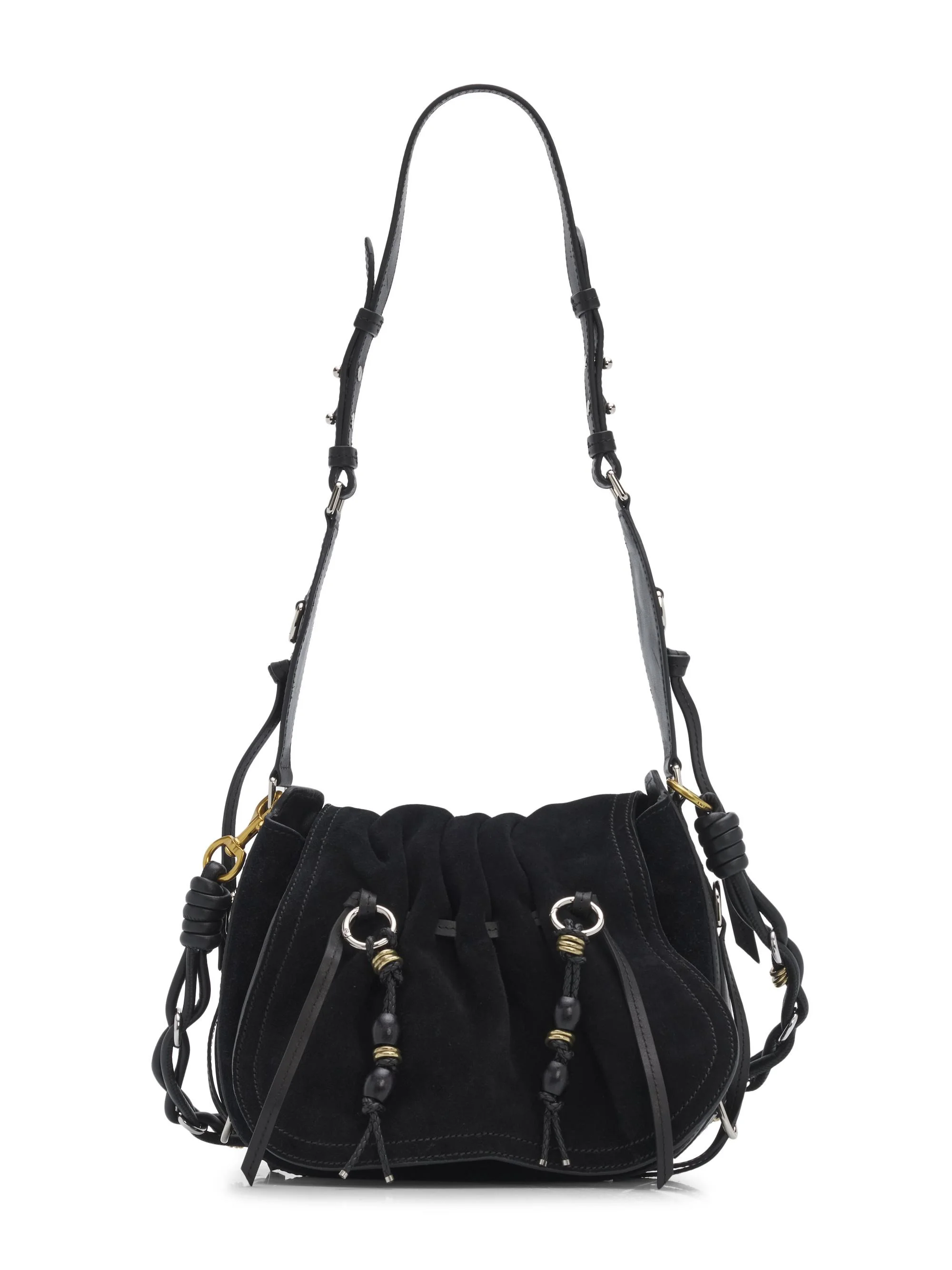 Women's Bolton Suede Saddle Bag - Black Silver - 1