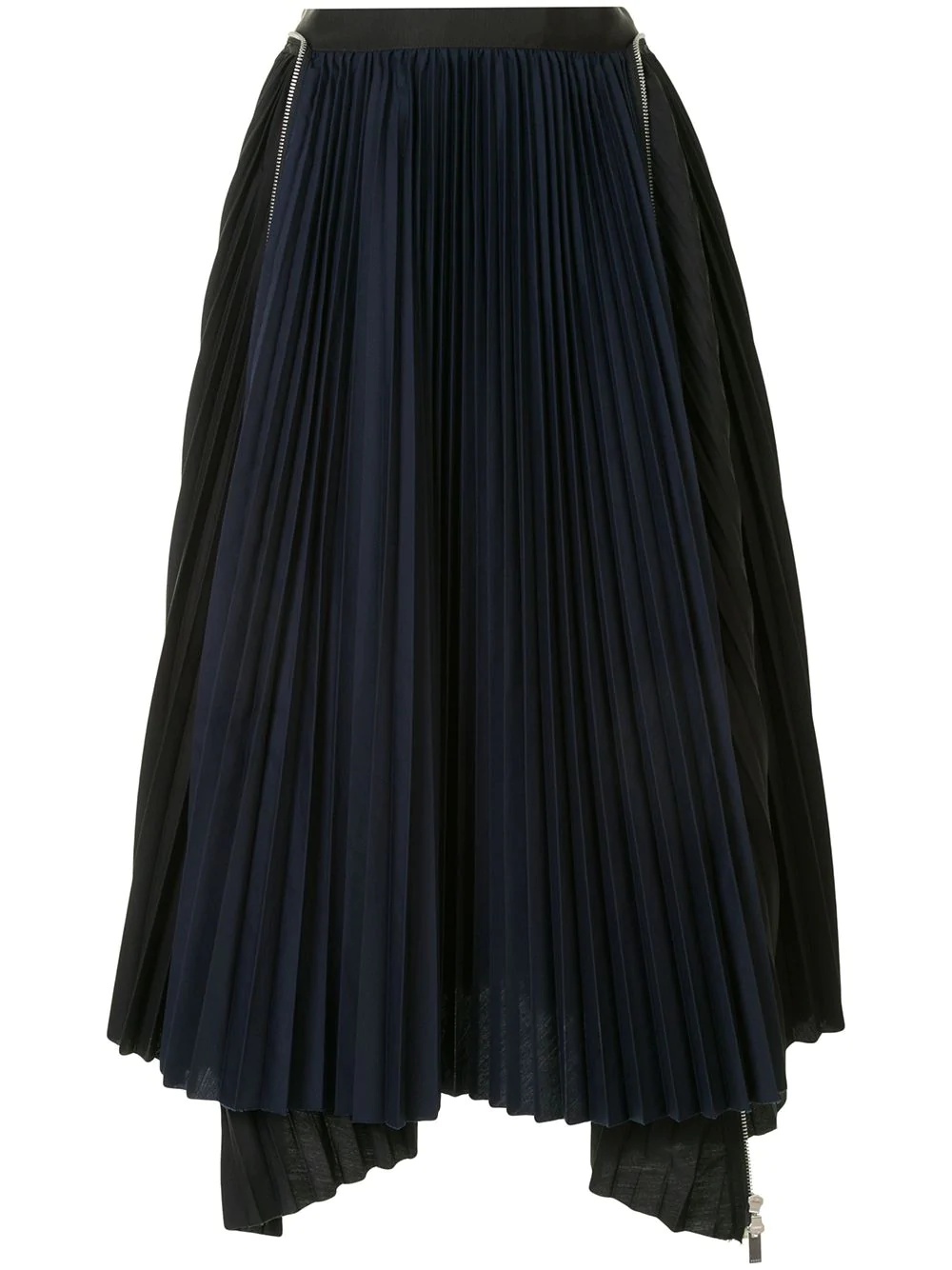 pleated asymmetric-hem skirt - 1