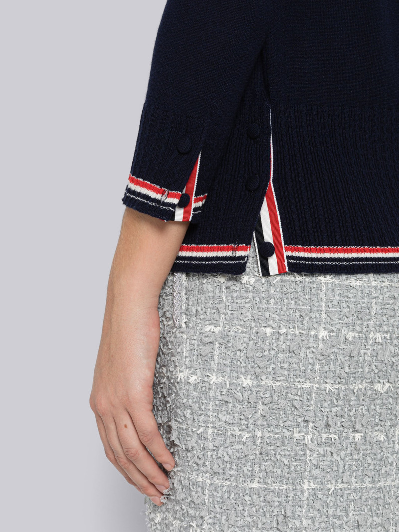 Fine Cashmere 3/4 Sleeve Tipping Pullover 6