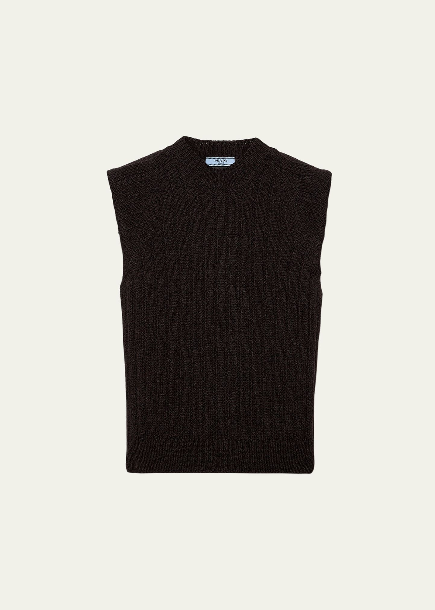 Sleeveless Wool Vest with Contrast Back - 1