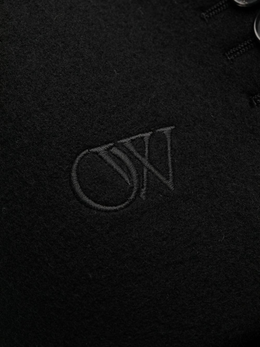 logo-embroidered single-breasted coat - 6