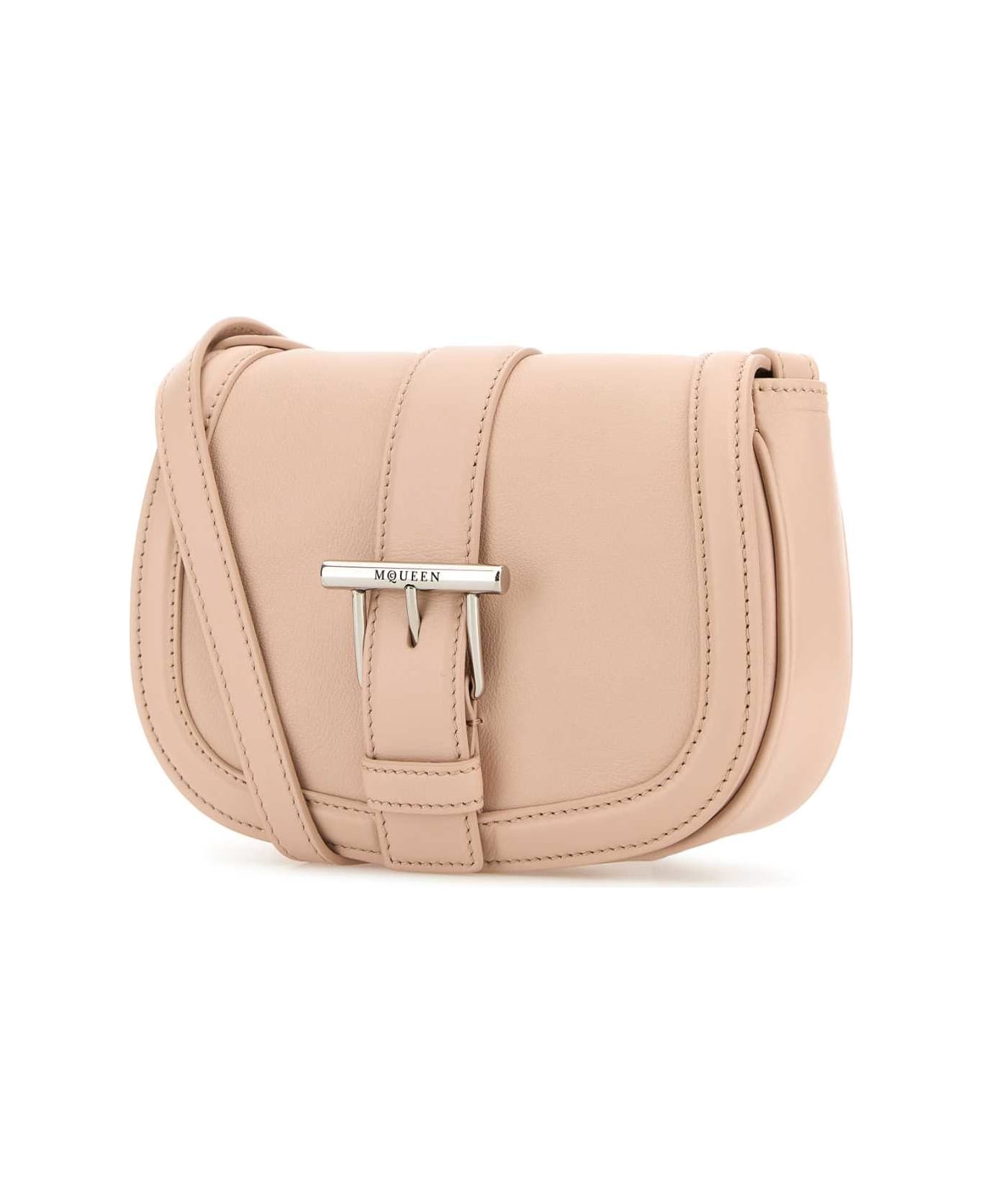 Pastel Pink Leather Mini Satchel Crossbody Bag - 2