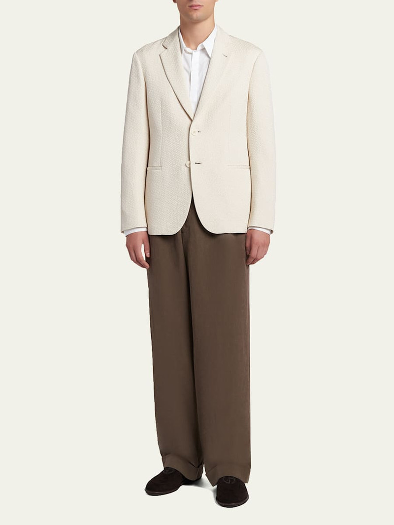 GIORGIO ARMANI Men's Hemp Pleated Wide-Leg Pants outlook