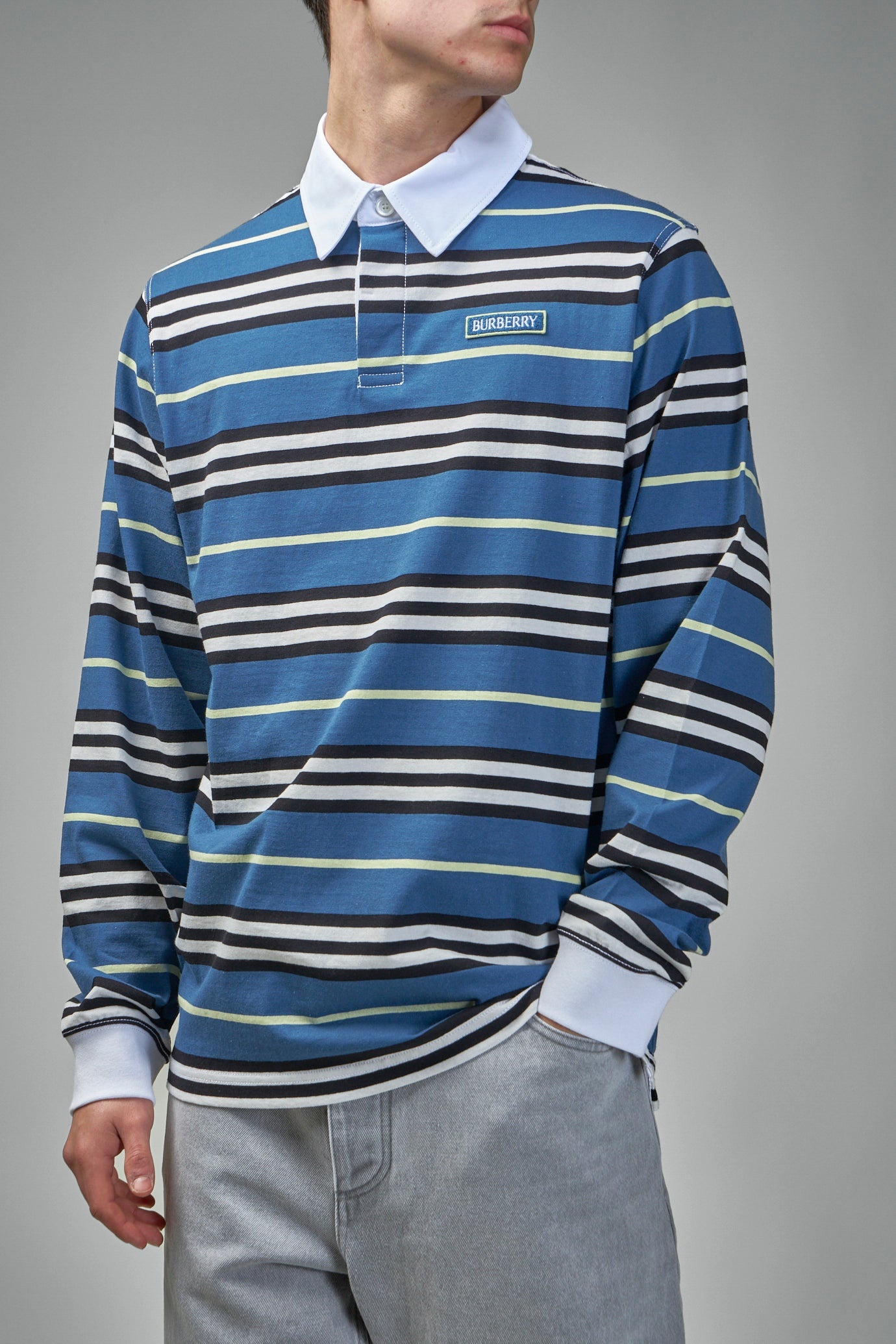 Long-sleeve Striped Cotton Polo Shirt - 4