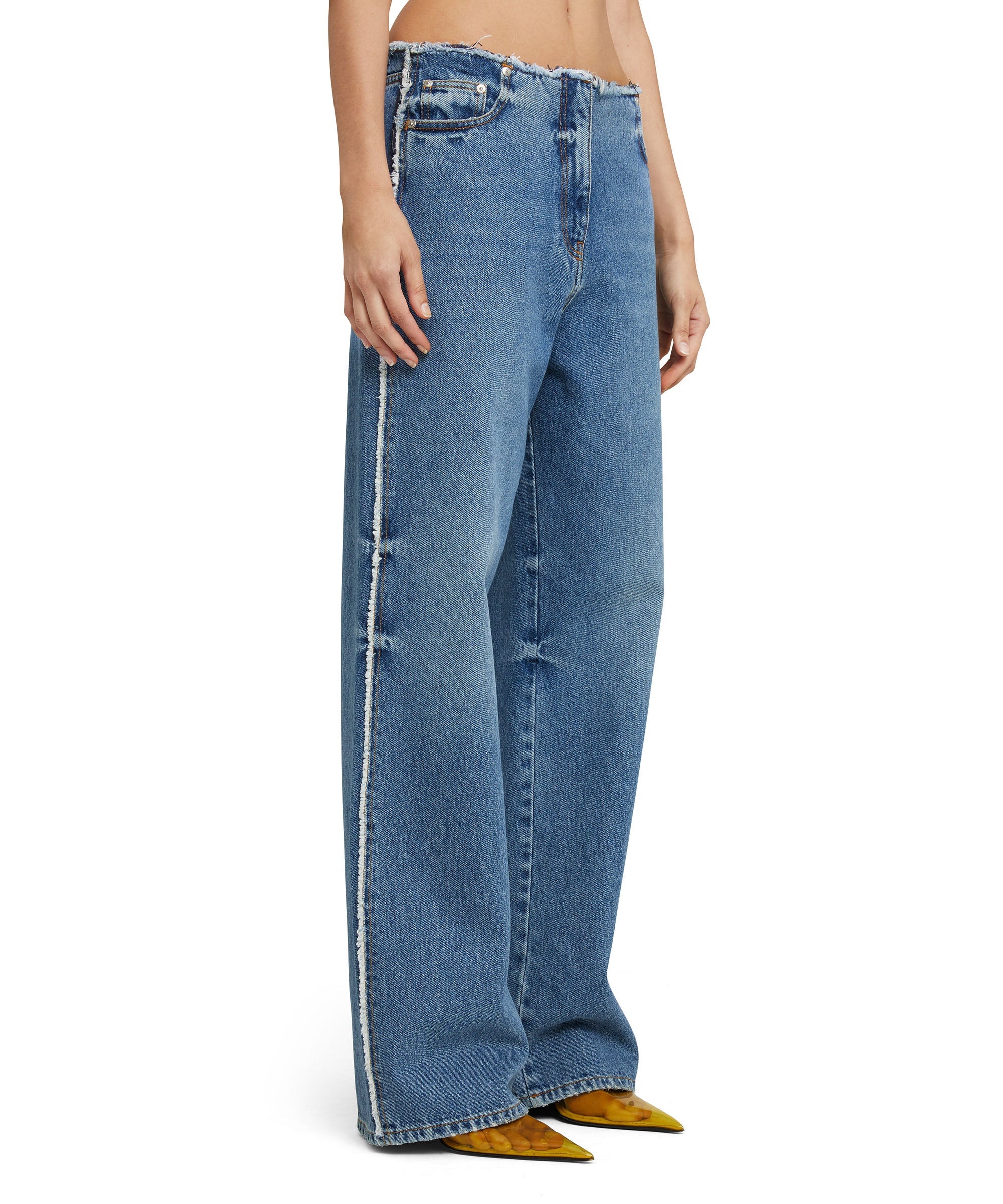 【関税&送料込】Msgm Denim Pants MSGM logo-embroidered straight-leg Jeans | Blue | FARFETCH TR