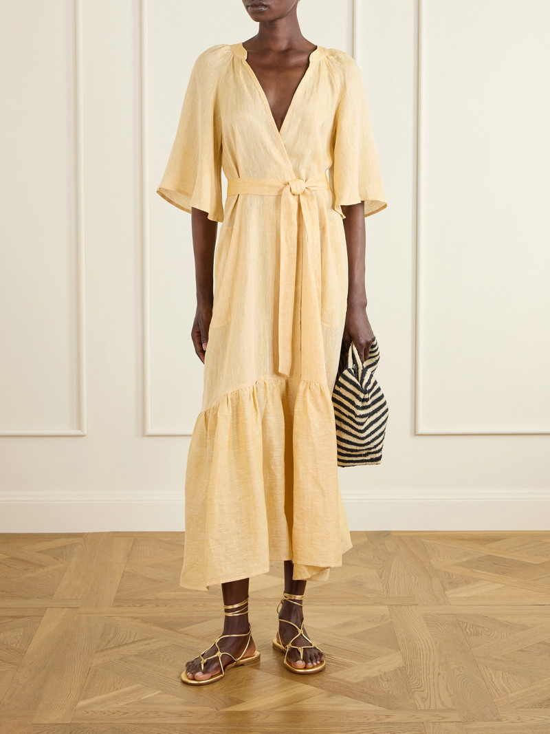 ERES Audacieuse Belted Tiered Linen Midi Dress outlook