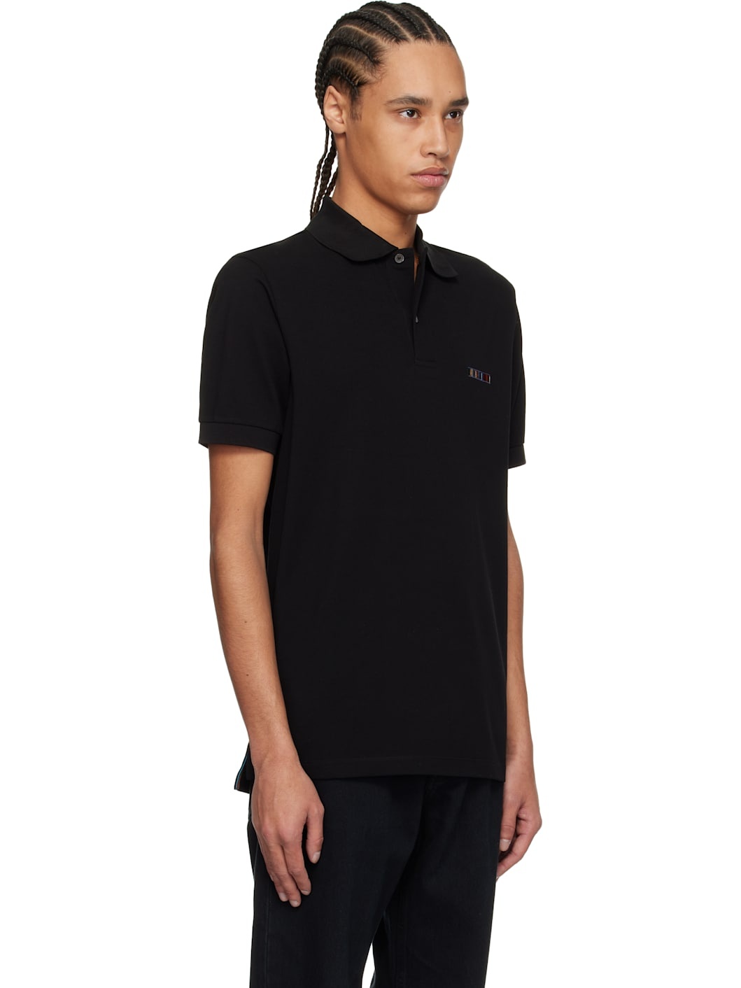 Black Signature Stripe Logo Cotton Polo - 2