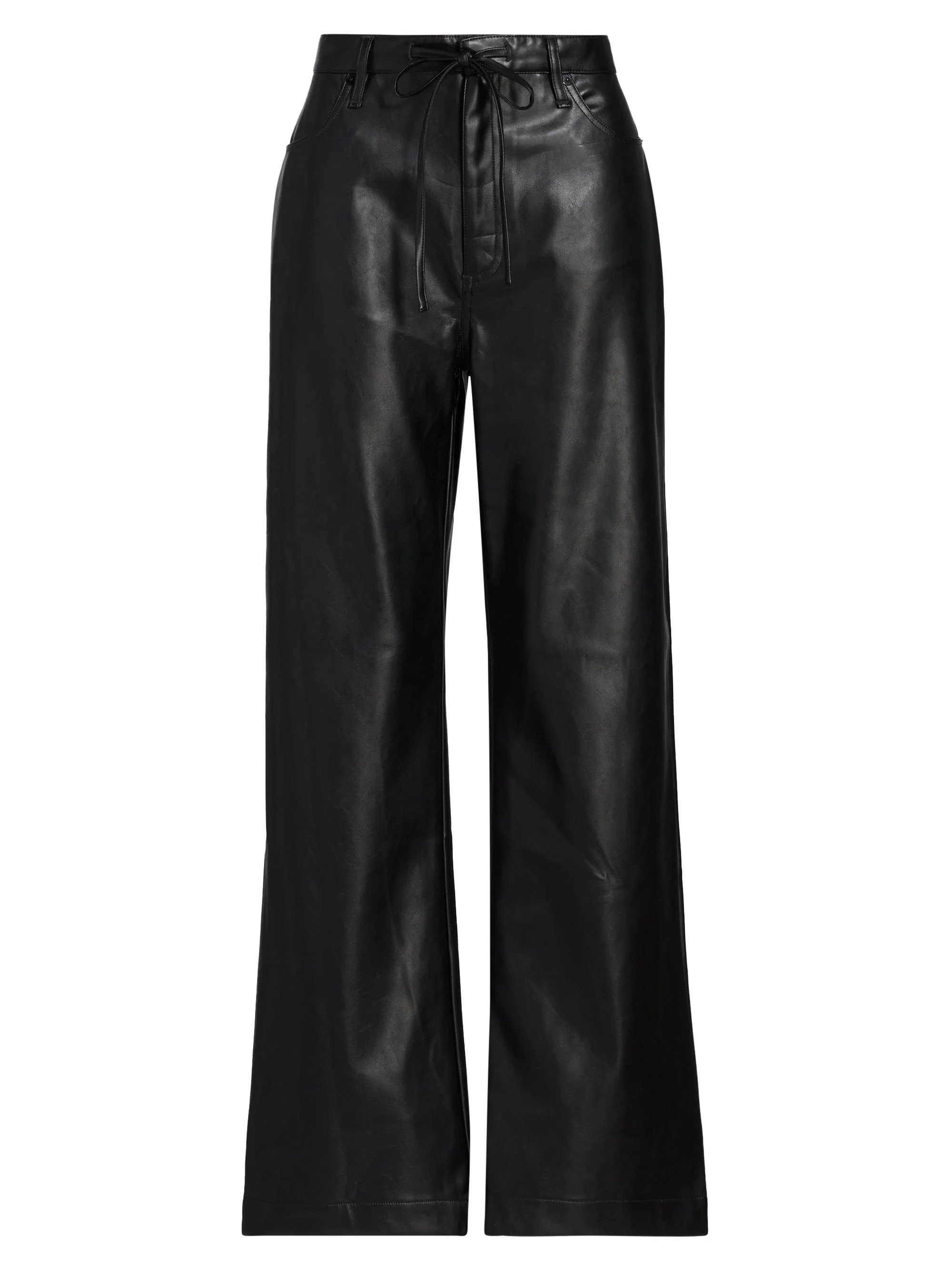 Women's Phoebe Faux-Leather Drawcord Pants - Black - 1