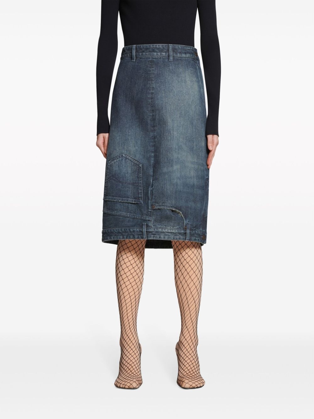 upside-down denim midi skirt - 5