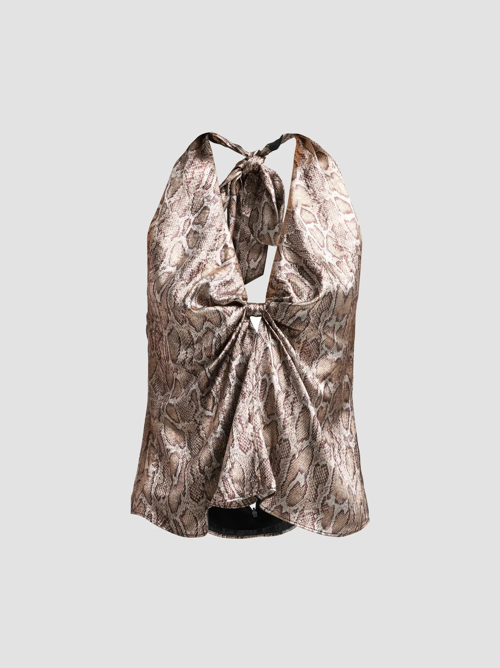 Women's Ophelia Snake-Print Halterneck Top - Metallic Python - 1