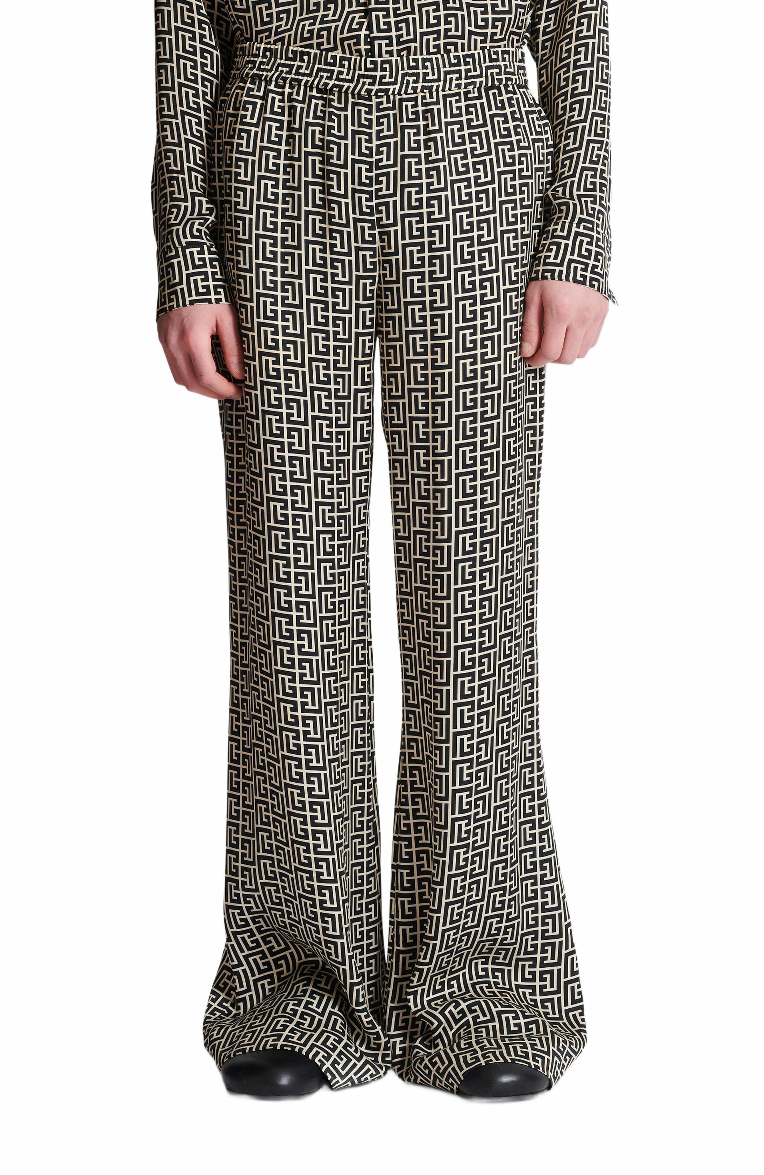 Balmain Monogrammed flowing trousers in Black at Nordstrom - 6