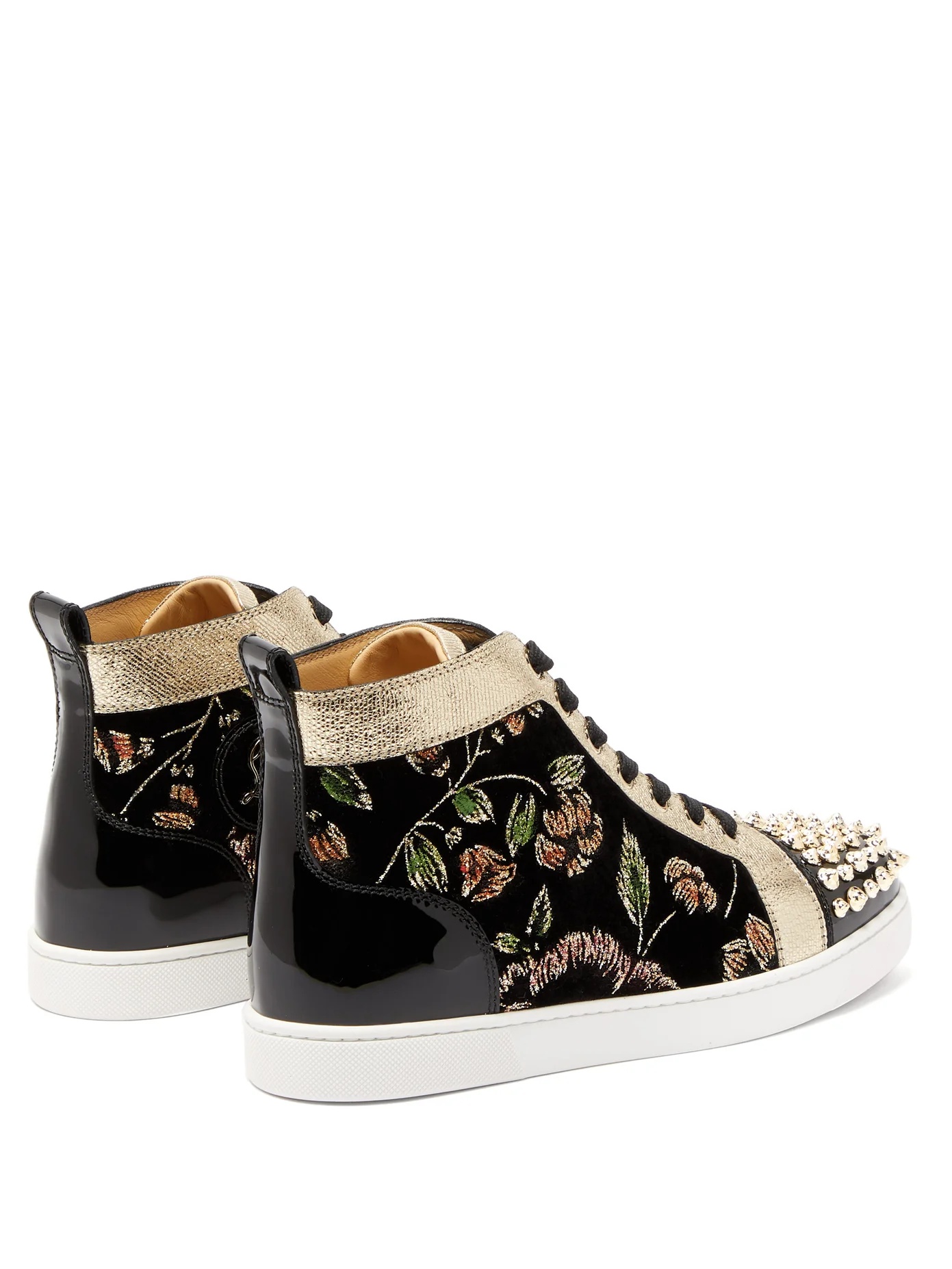 Lou Spikes glitter-flower velvet high-top trainers - 4