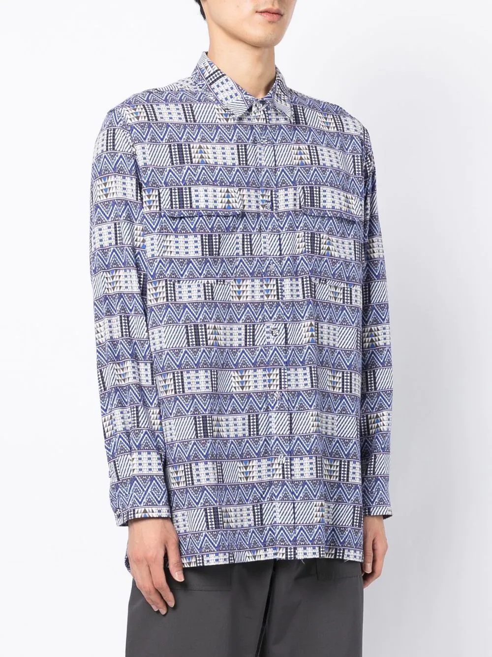 geometric-print long-sleeved shirt - 3