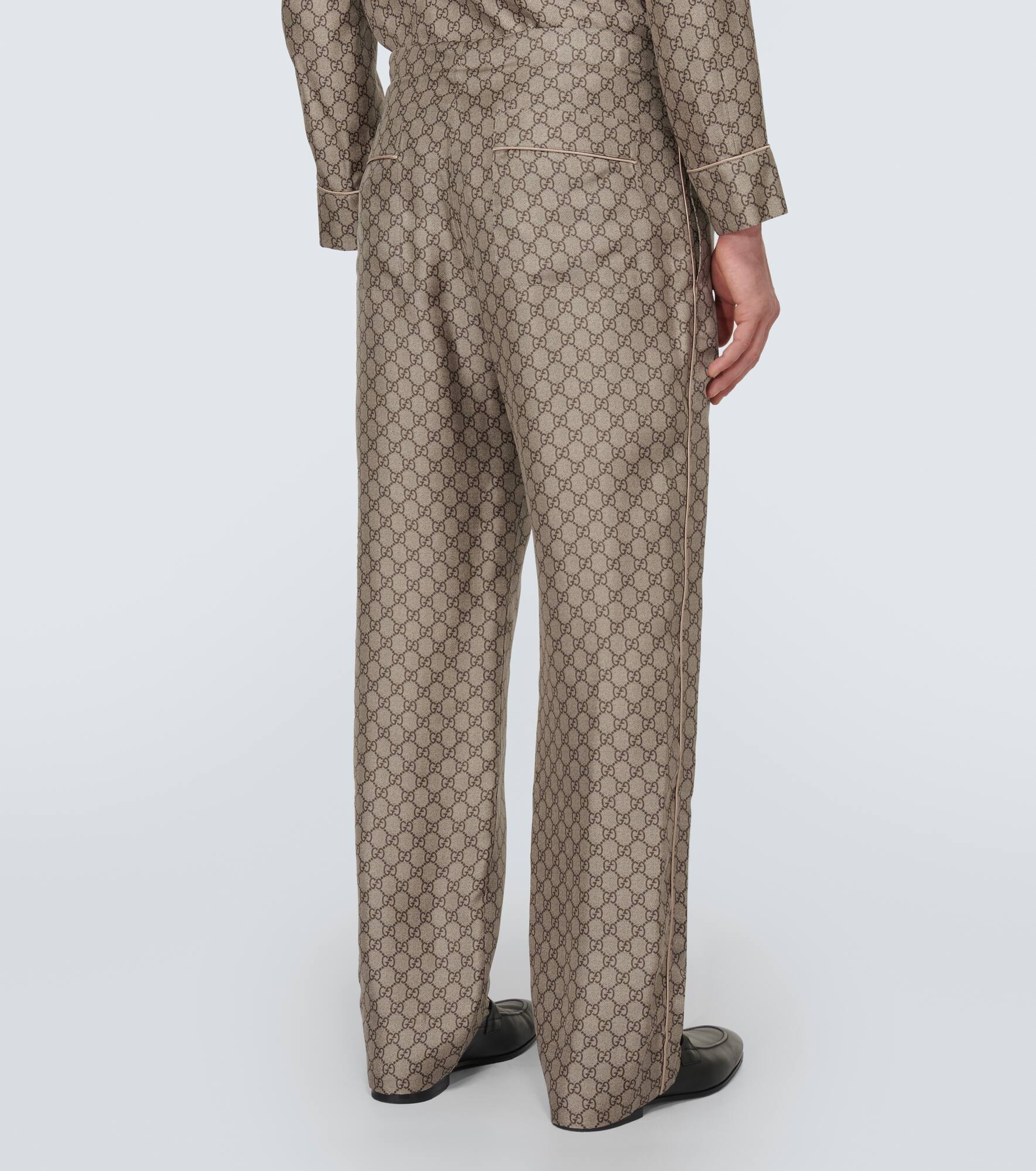 GG silk straight pants - 4