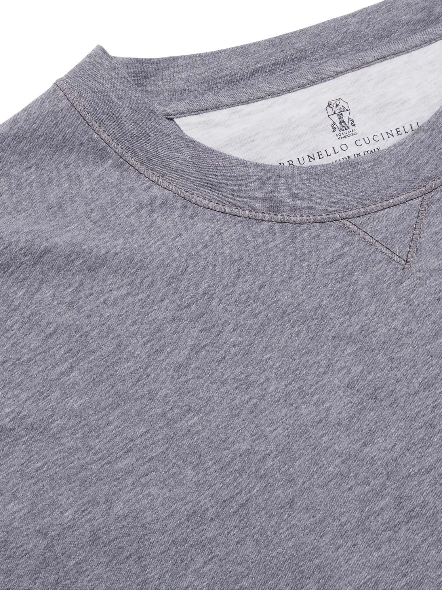 Logo-Embroidered Mélange Cotton-Jersey T-Shirt - 5