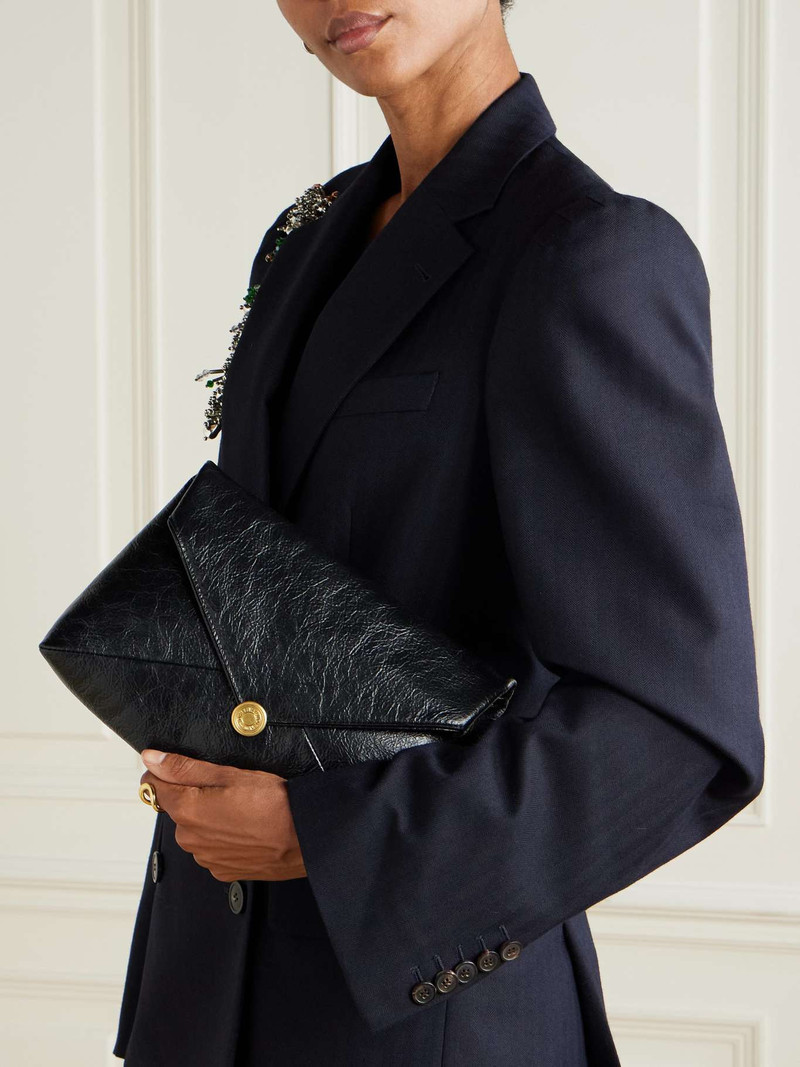 Dries Van Noten Medium textured-leather clutch Black outlook