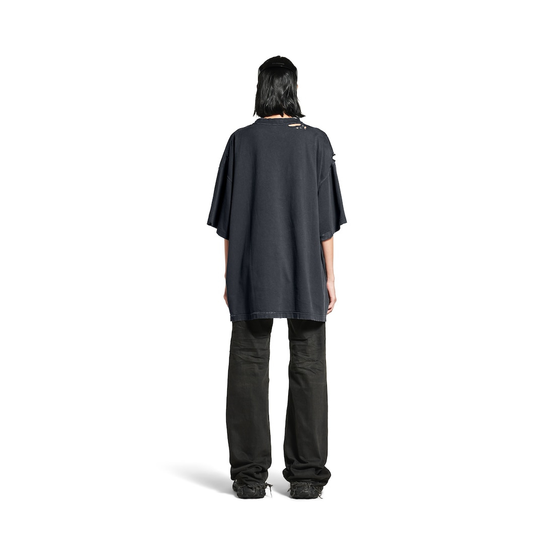 Fashion Designer Oversized T-shirt in Faded Black - 3