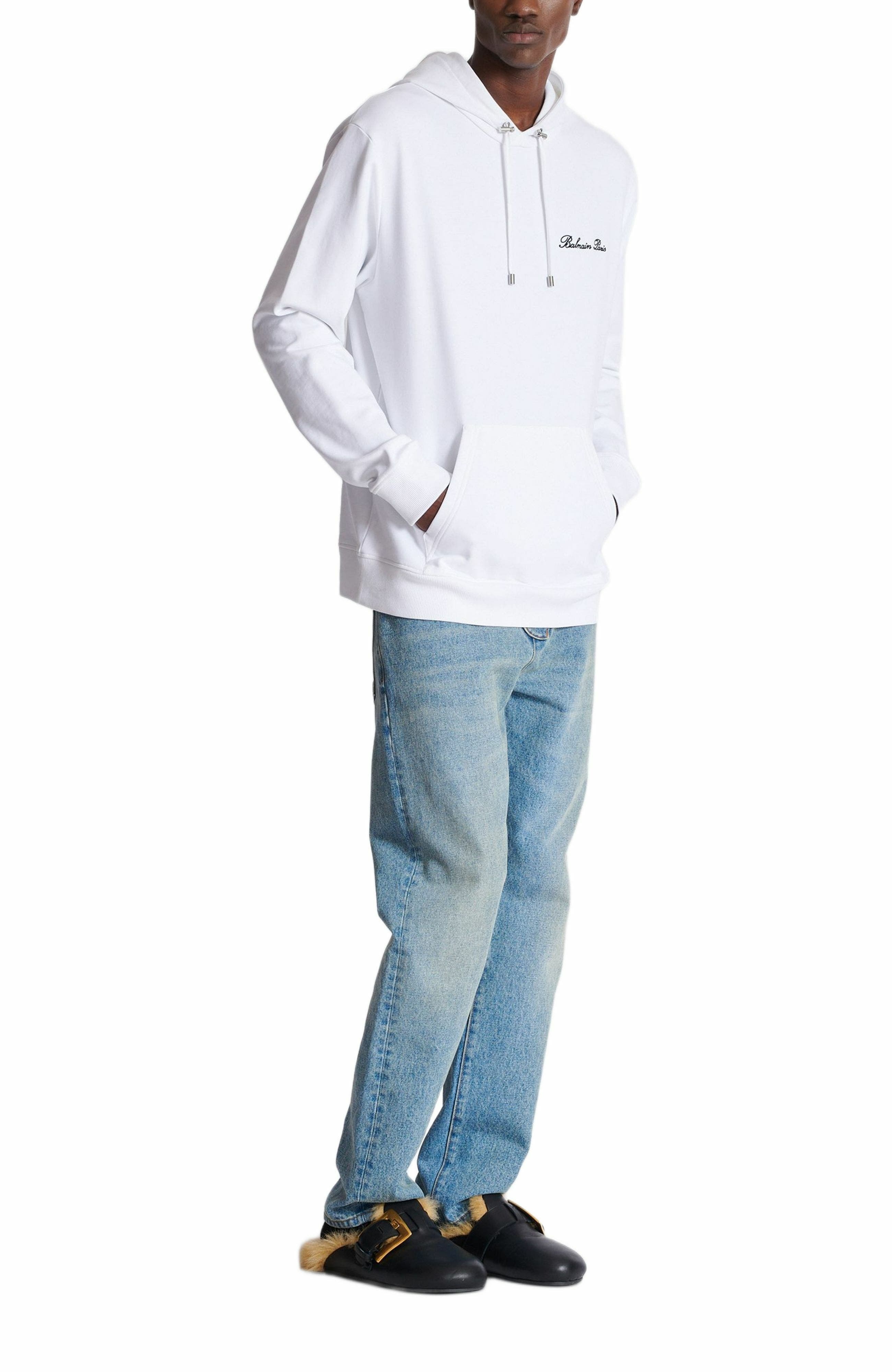 Balmain Signature hoodie in White at Nordstrom - 1