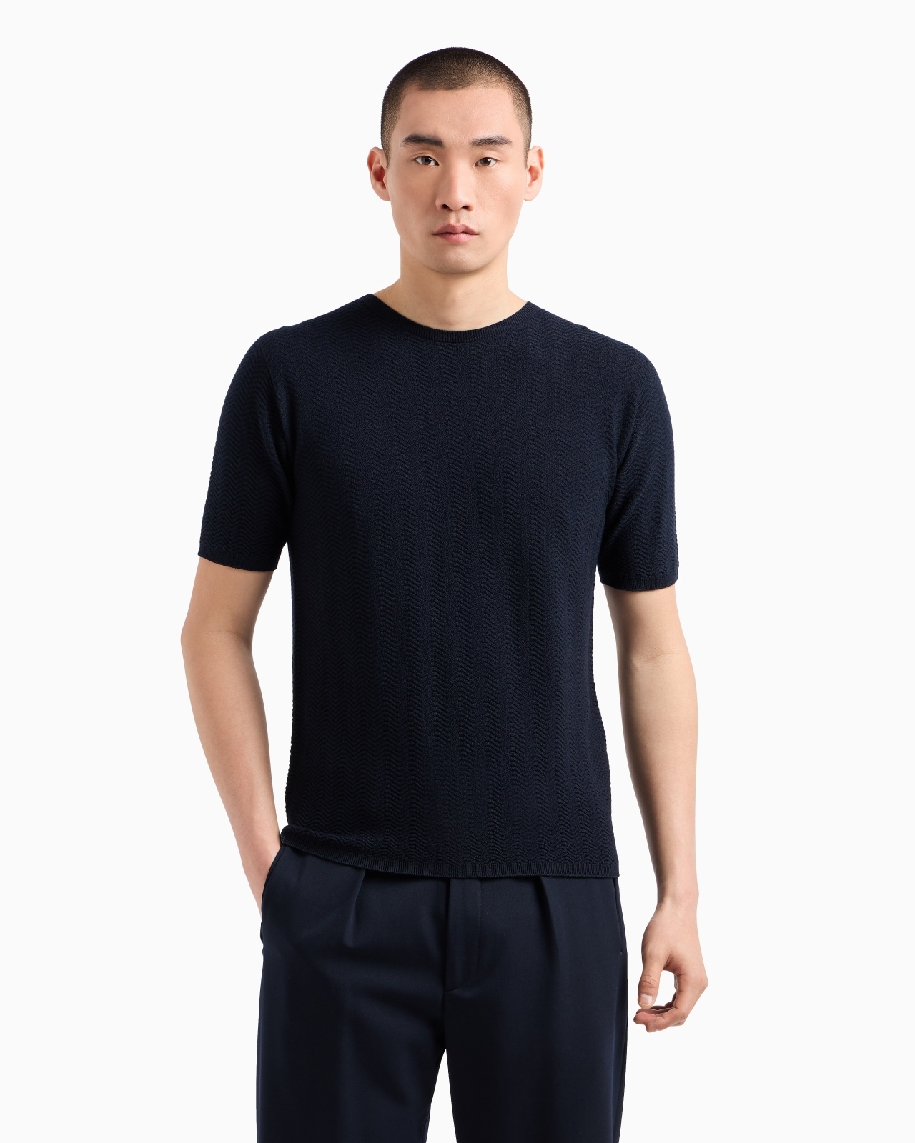 CHEVRON VIRGIN WOOL, CREW-NECK JUMPER - 4